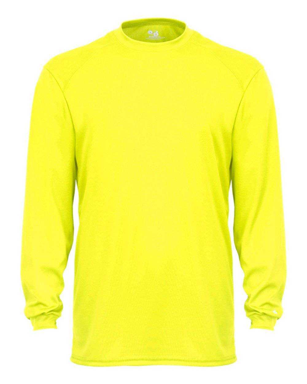 Badger Sport 4104 B-Core Long Sleeve Tee - Safety Yellow - HIT a Double - 1