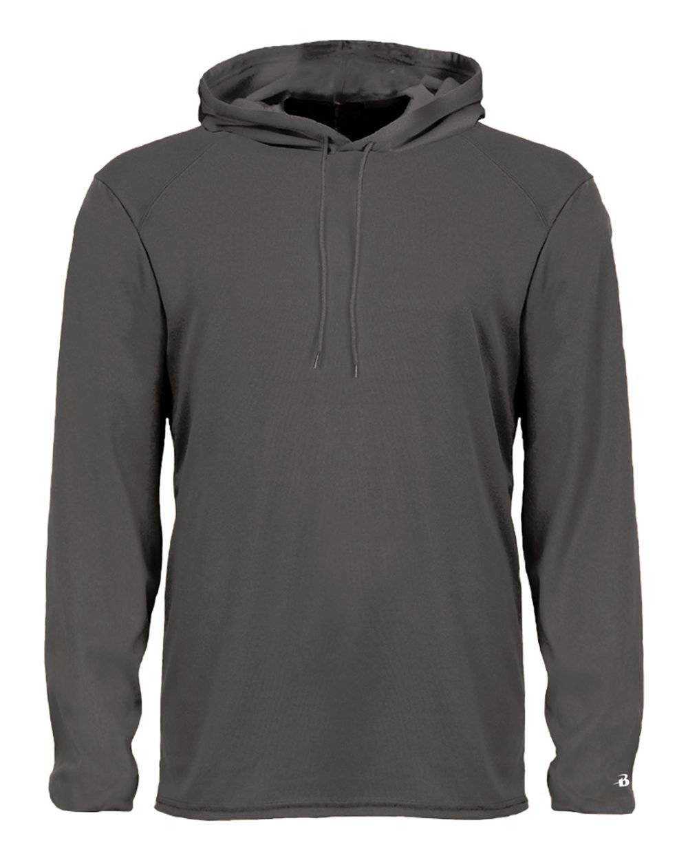 Badger Sport 4105 B-Core Long Sleeve Hoodie Tee - Graphite - HIT a Double - 1