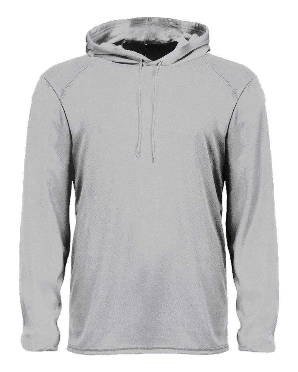 Badger Sport 4105 B-Core Long Sleeve Hoodie Tee - Silver - HIT a Double - 1