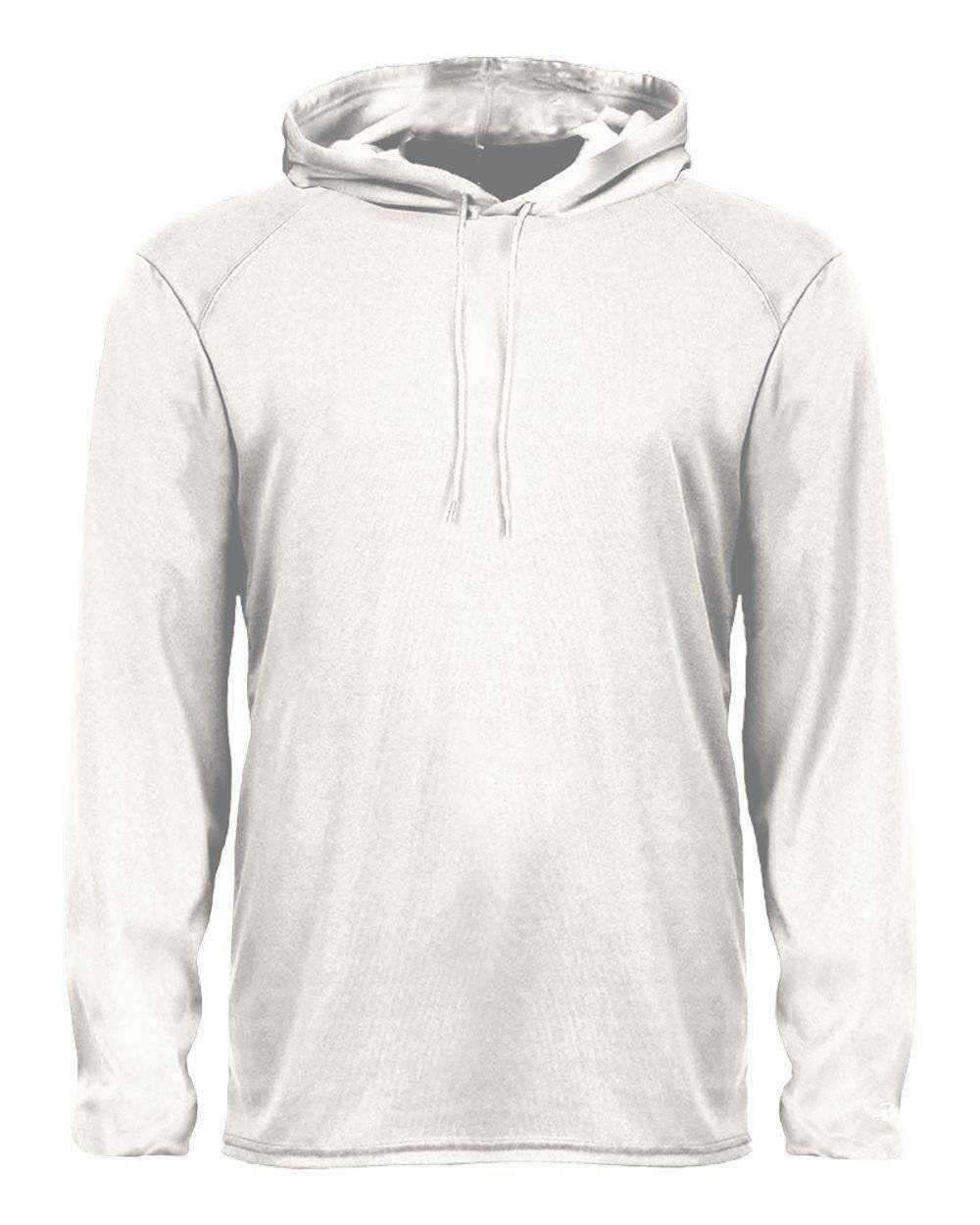 Badger Sport 4105 B-Core Long Sleeve Hoodie Tee - White - HIT a Double - 1