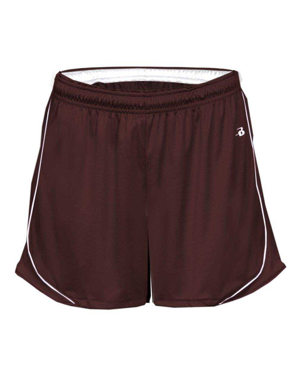 Badger Sport 4118 Pacer Ladies Short - Maroon White - HIT a Double - 1