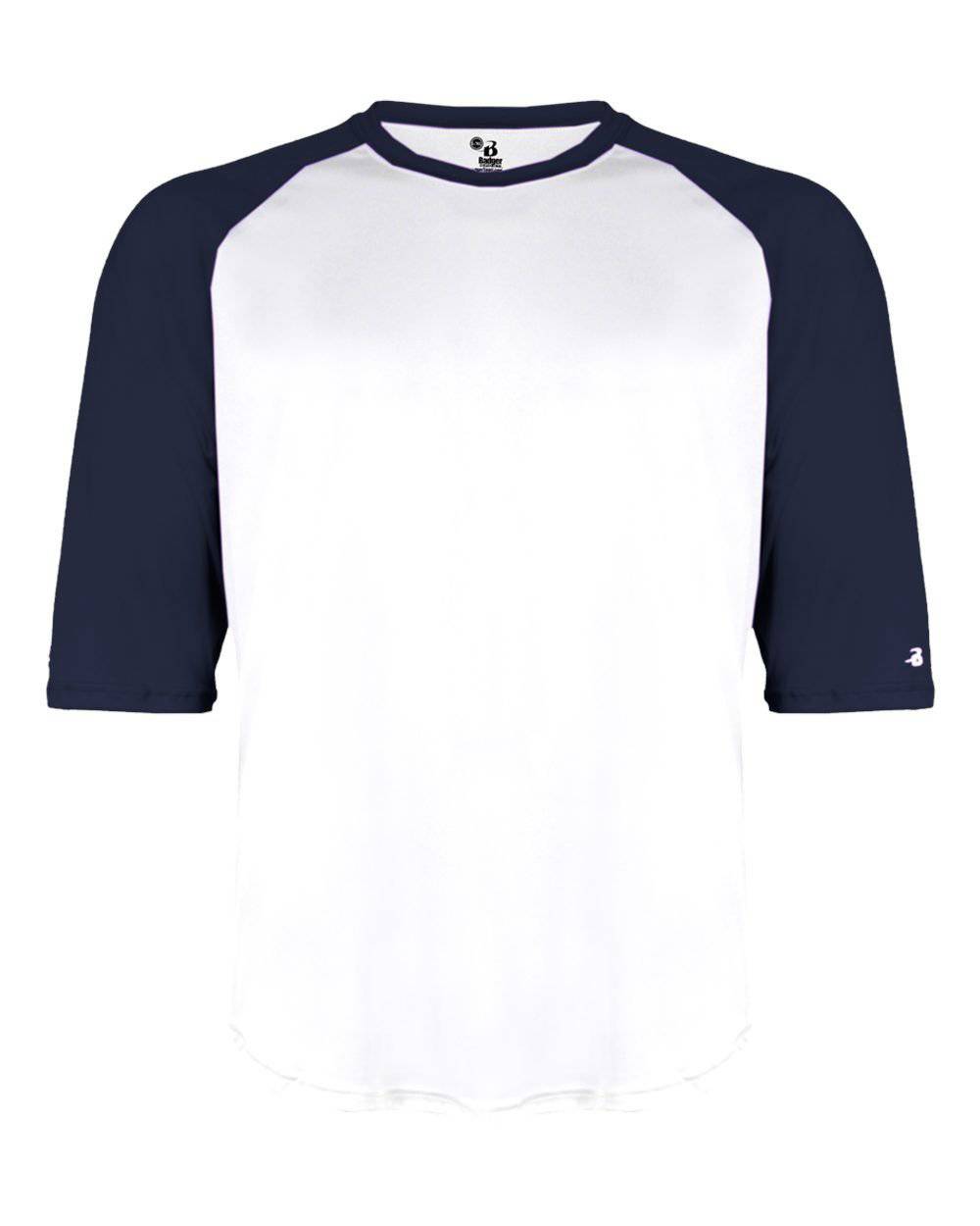 Badger Sport 4133 B-Baseball Adult Undershirt - White Navy - HIT a Double - 1