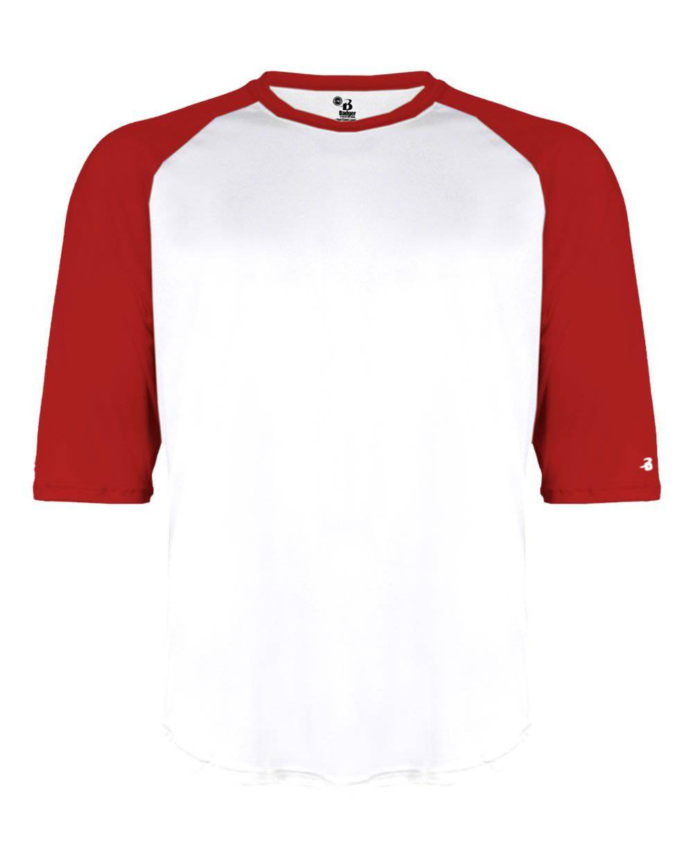 Badger Sport 4133 B-Baseball Adult Undershirt - White Red - HIT a Double - 1