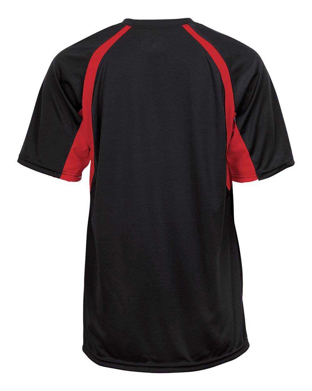 Badger Sport 4144 Adult Hook Tee - Black Red - HIT a Double - 3