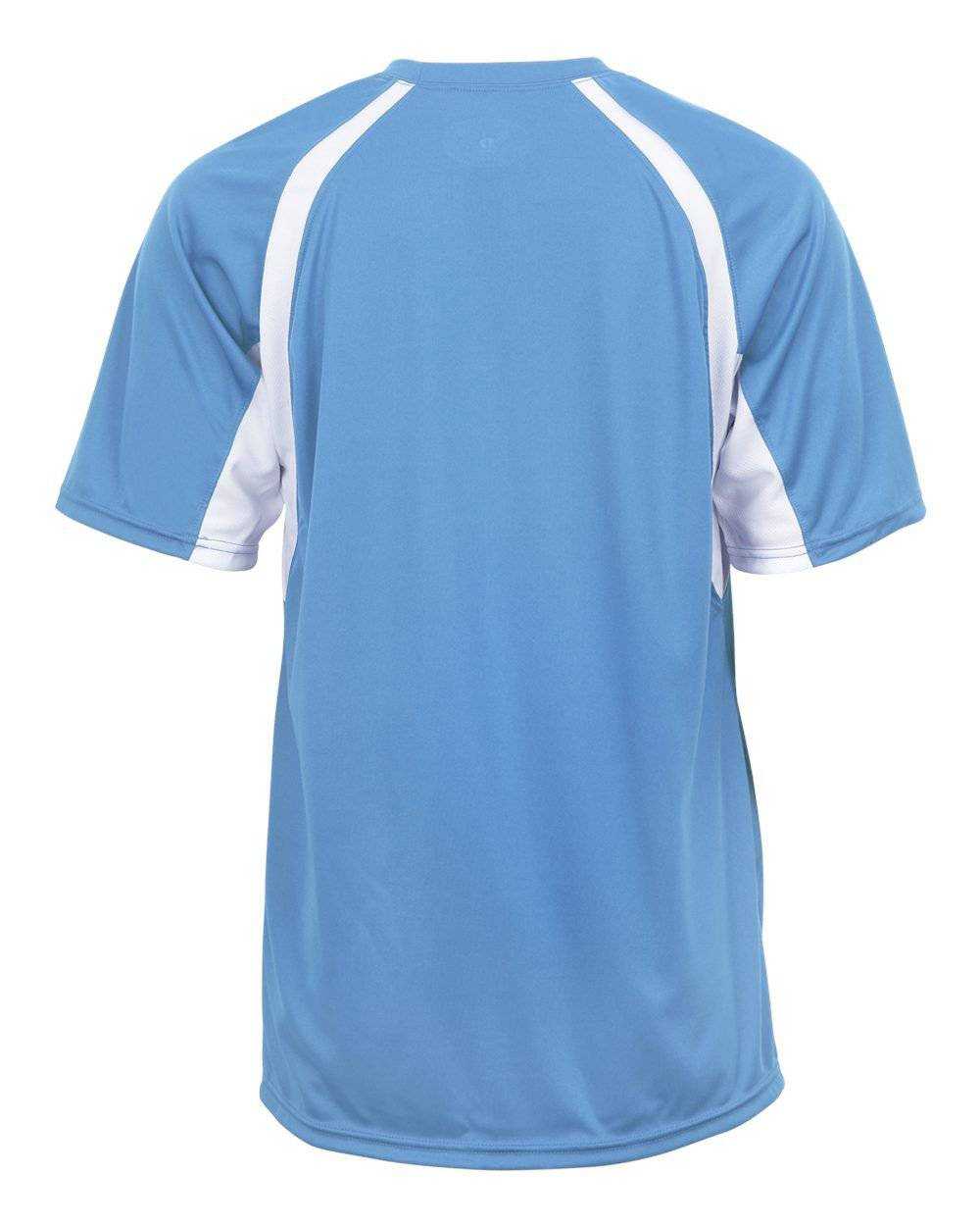 Badger Sport 4144 Adult Hook Tee - Columbia Blue White - HIT a Double - 3