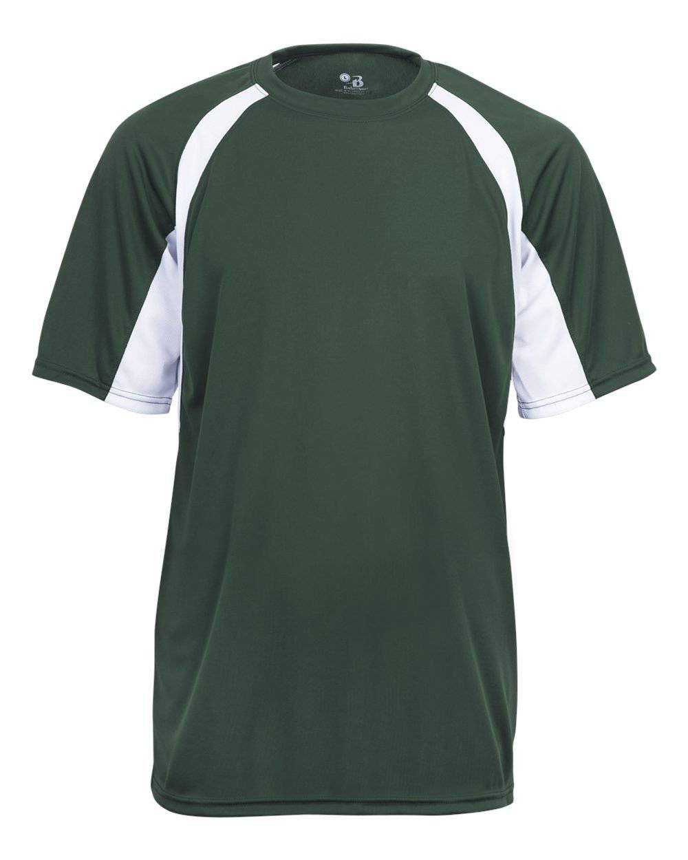 Badger Sport 4144 Adult Hook Tee - Forest White - HIT a Double - 1