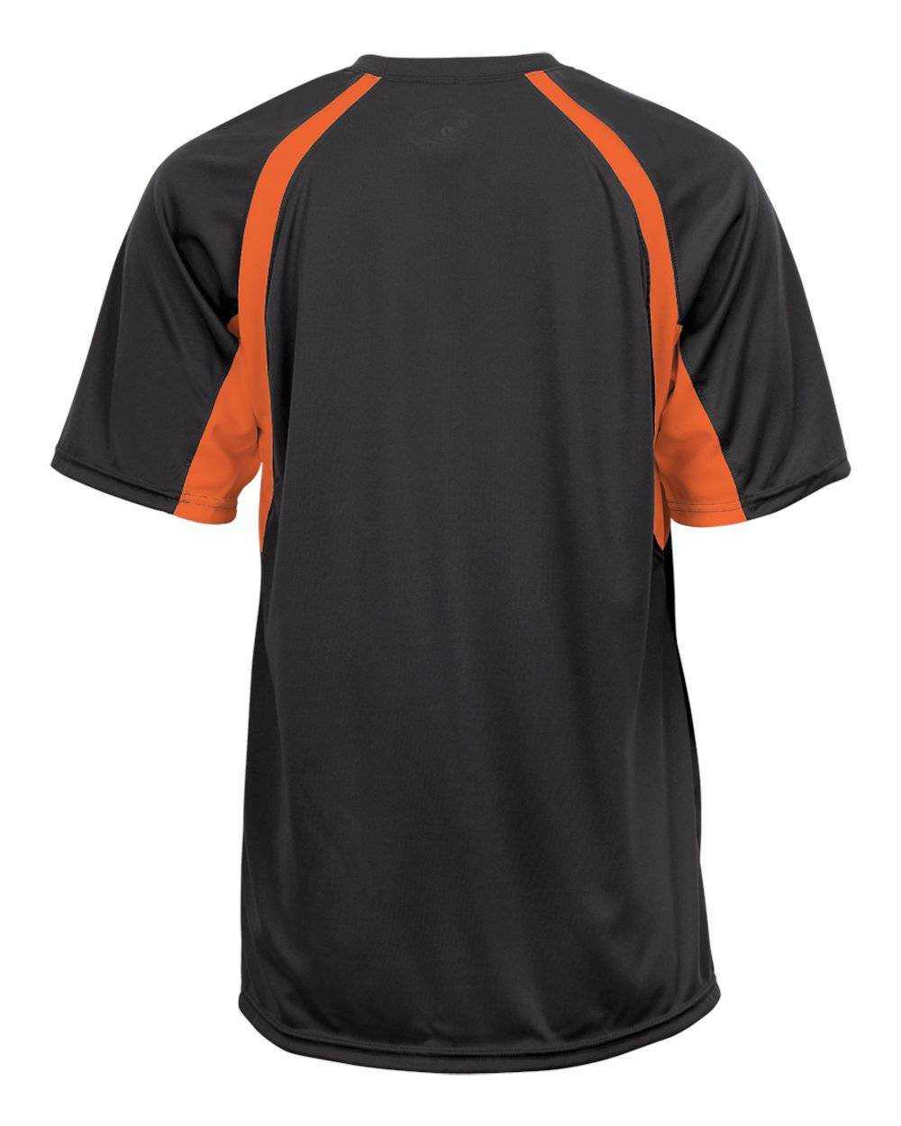Badger Sport 4144 Adult Hook Tee - Graphite Safety Orange - HIT a Double - 3