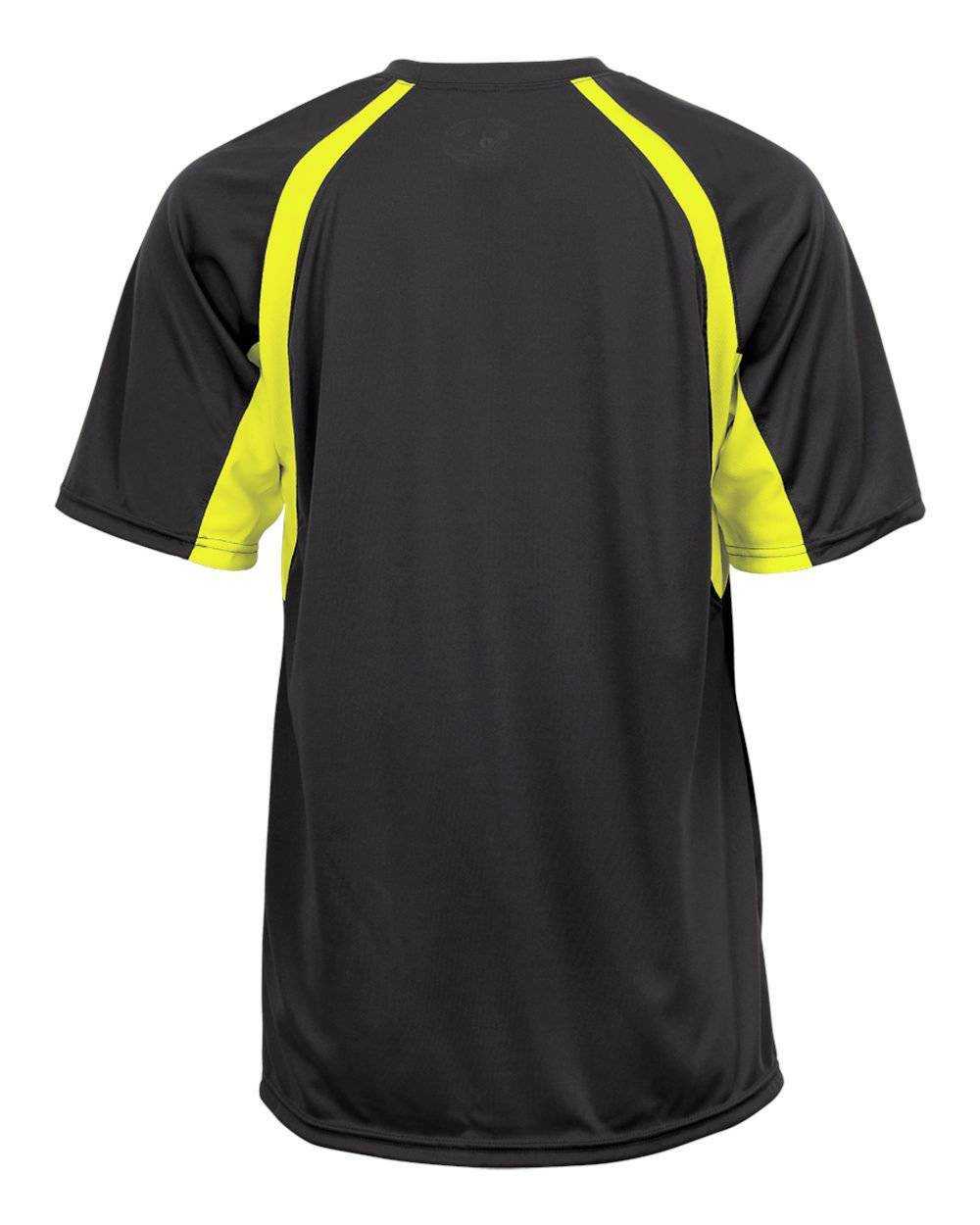 Badger Sport 4144 Adult Hook Tee - Graphite Safety Yellow - HIT a Double - 3