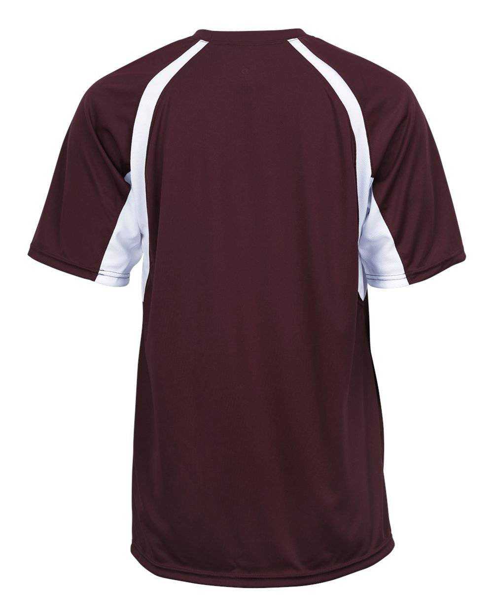 Badger Sport 4144 Adult Hook Tee - Maroon White - HIT a Double - 3