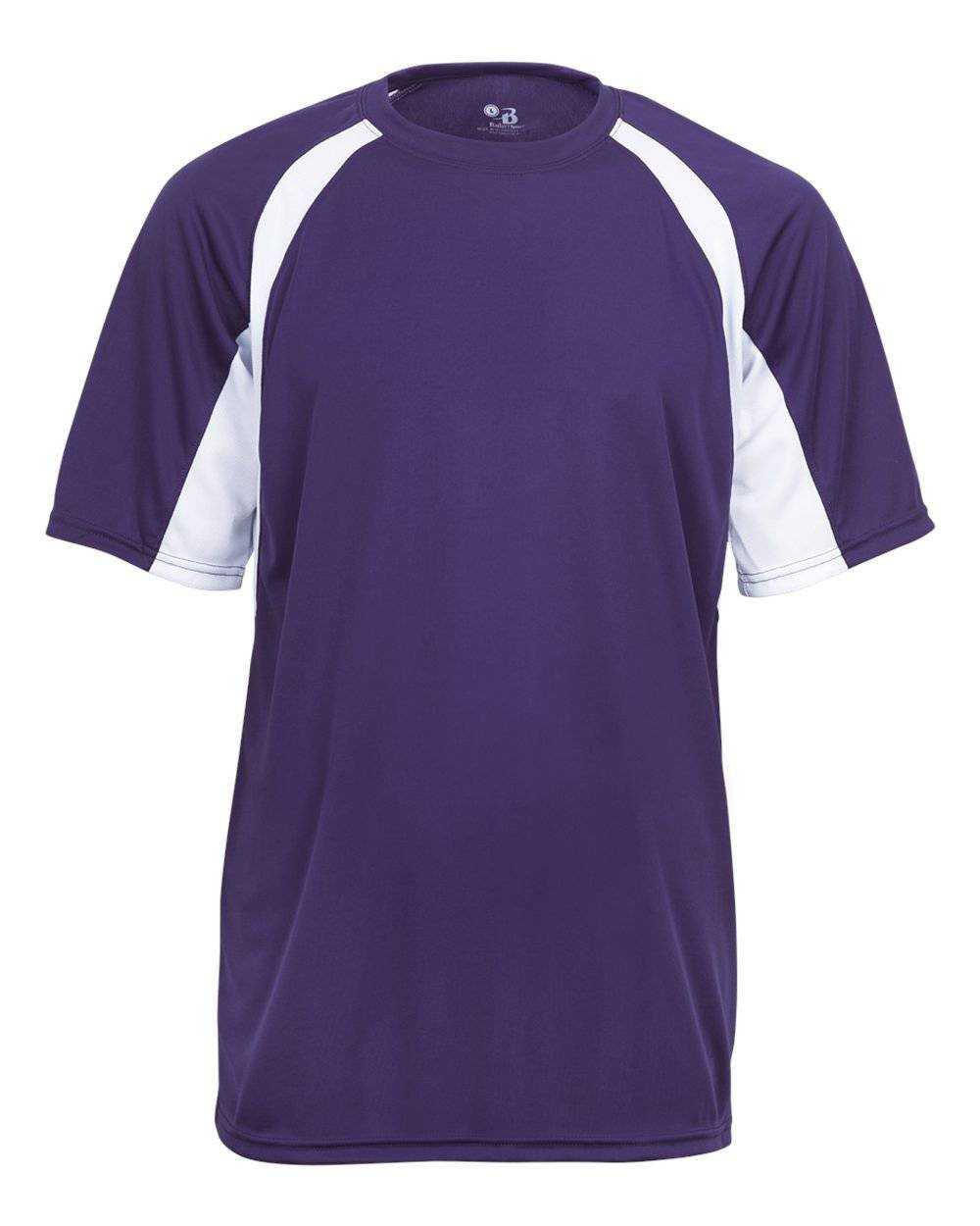 Badger Sport 4144 Adult Hook Tee - Purple White - HIT a Double - 1
