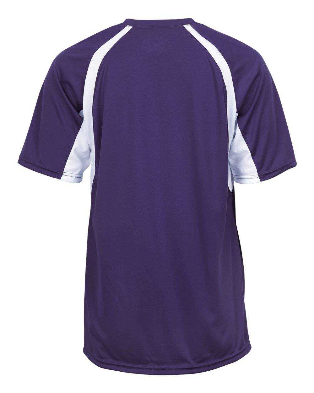 Badger Sport 4144 Adult Hook Tee - Purple White - HIT a Double - 3