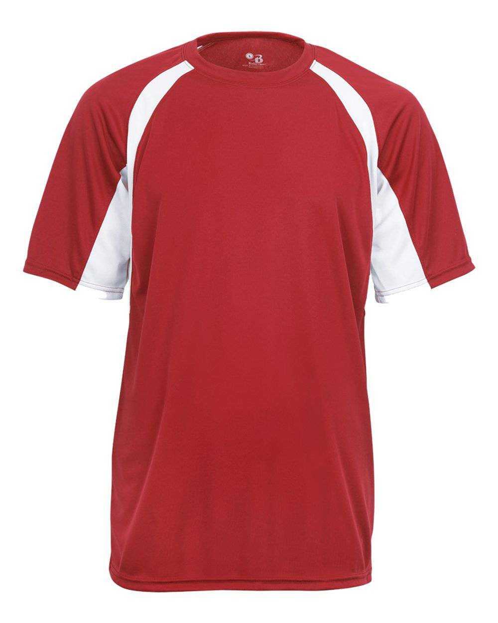 Badger Sport 4144 Adult Hook Tee - Red White - HIT a Double - 1
