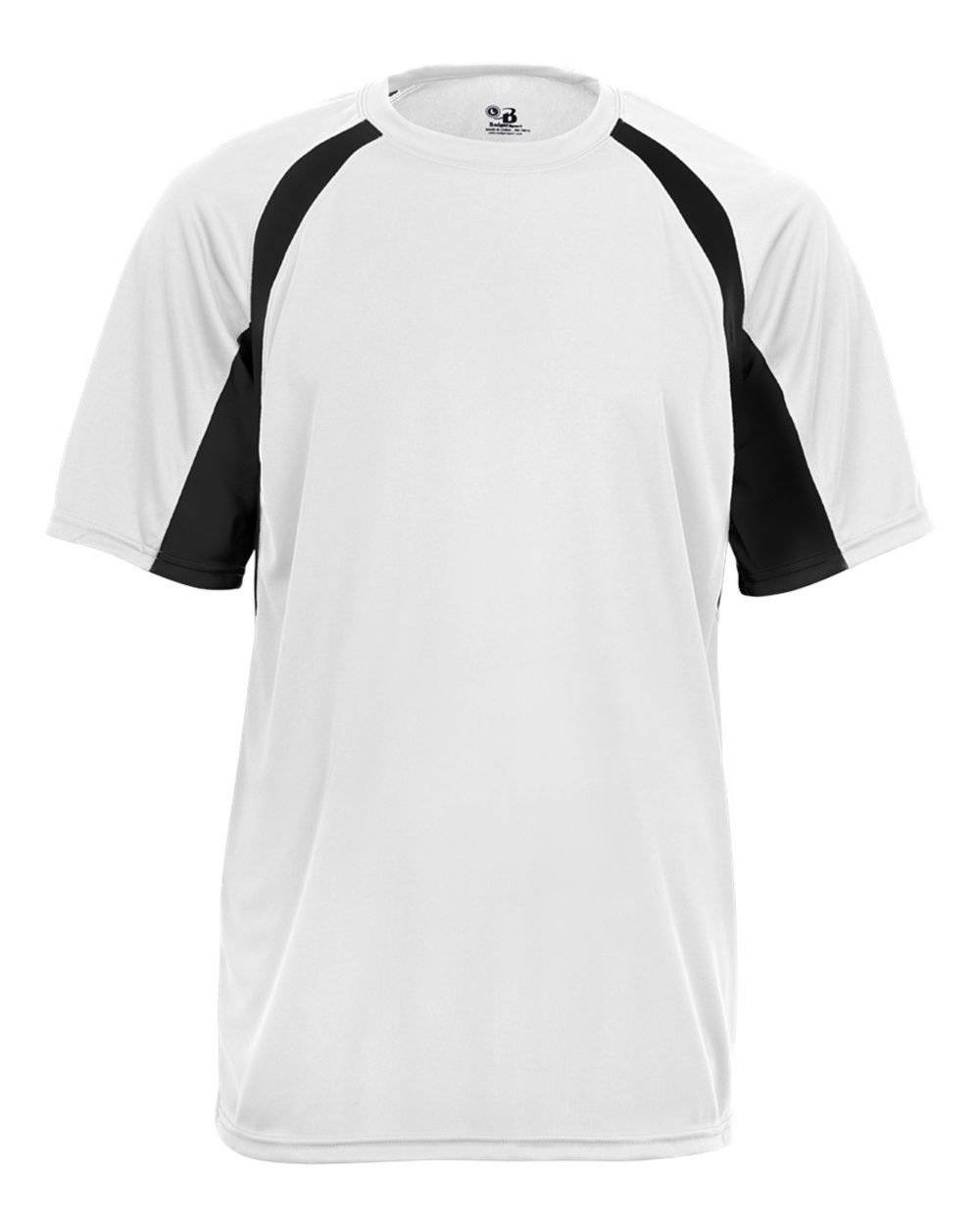 Badger Sport 4144 Adult Hook Tee - White Black - HIT a Double - 1