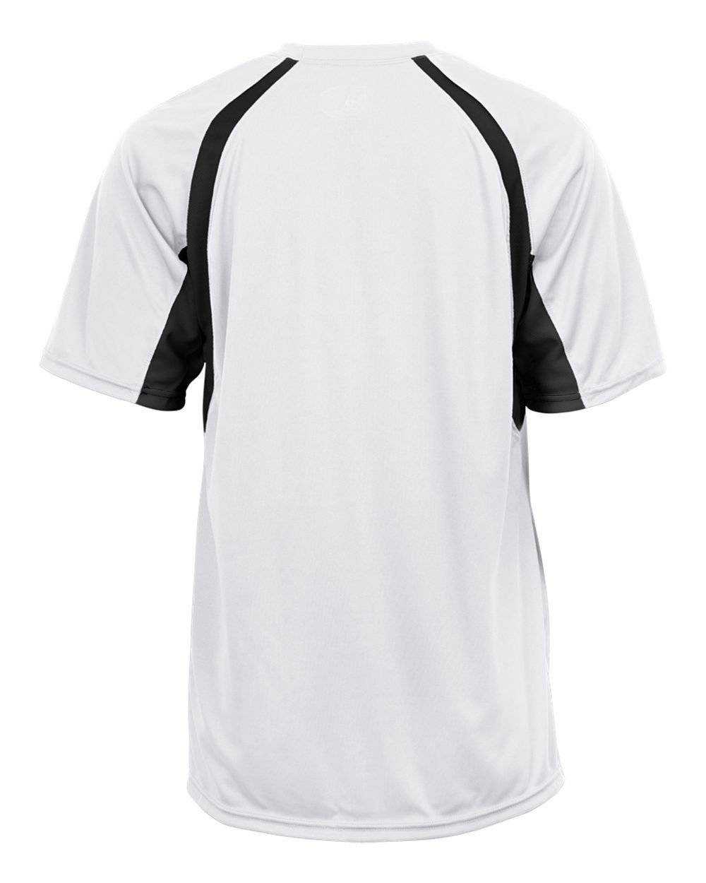 Badger Sport 4144 Adult Hook Tee - White Black - HIT a Double - 3