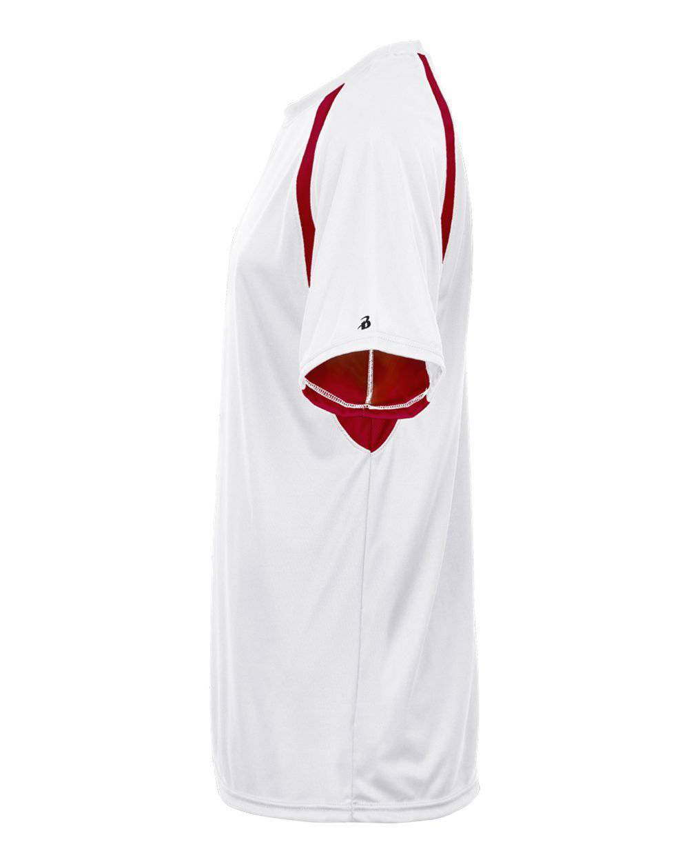 Badger Sport 4144 Adult Hook Tee - White Red - HIT a Double - 2