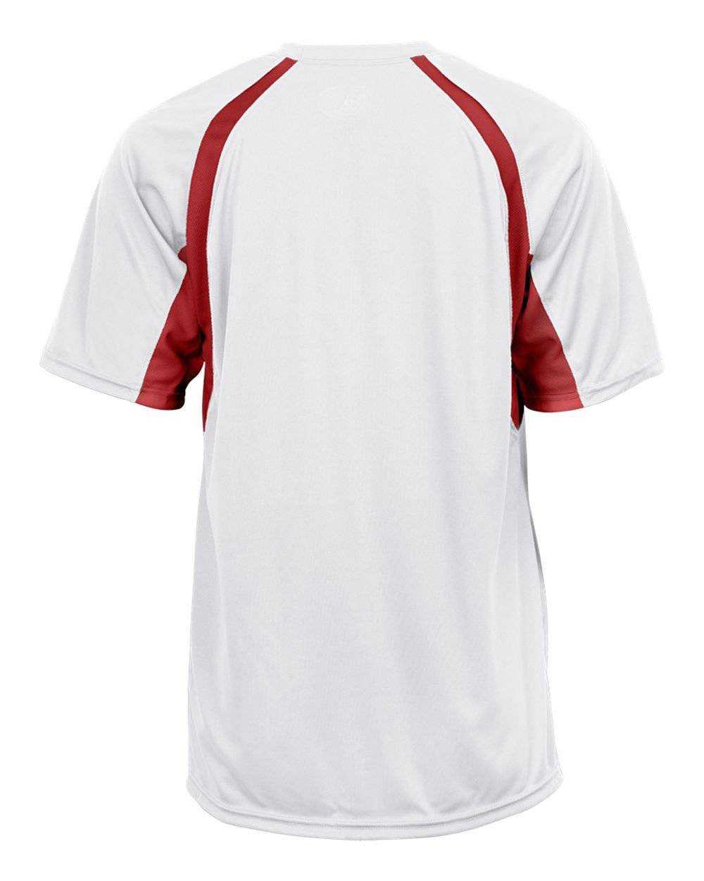 Badger Sport 4144 Adult Hook Tee - White Red - HIT a Double - 3