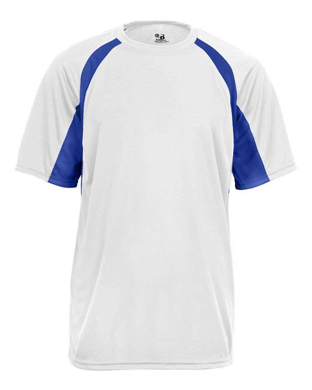 Badger Sport 4144 Adult Hook Tee - White Royal - HIT a Double - 1