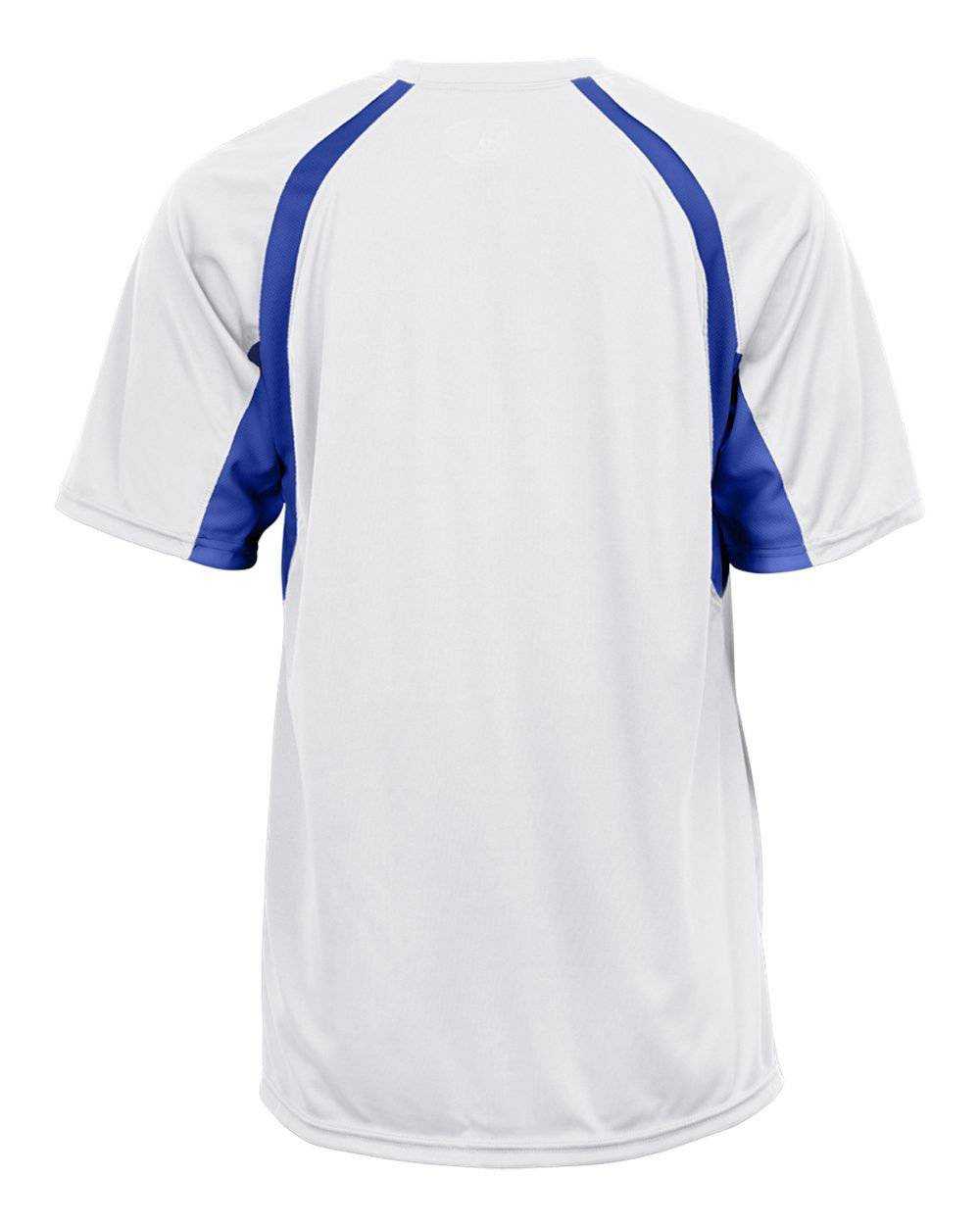 Badger Sport 4144 Adult Hook Tee - White Royal - HIT a Double - 3