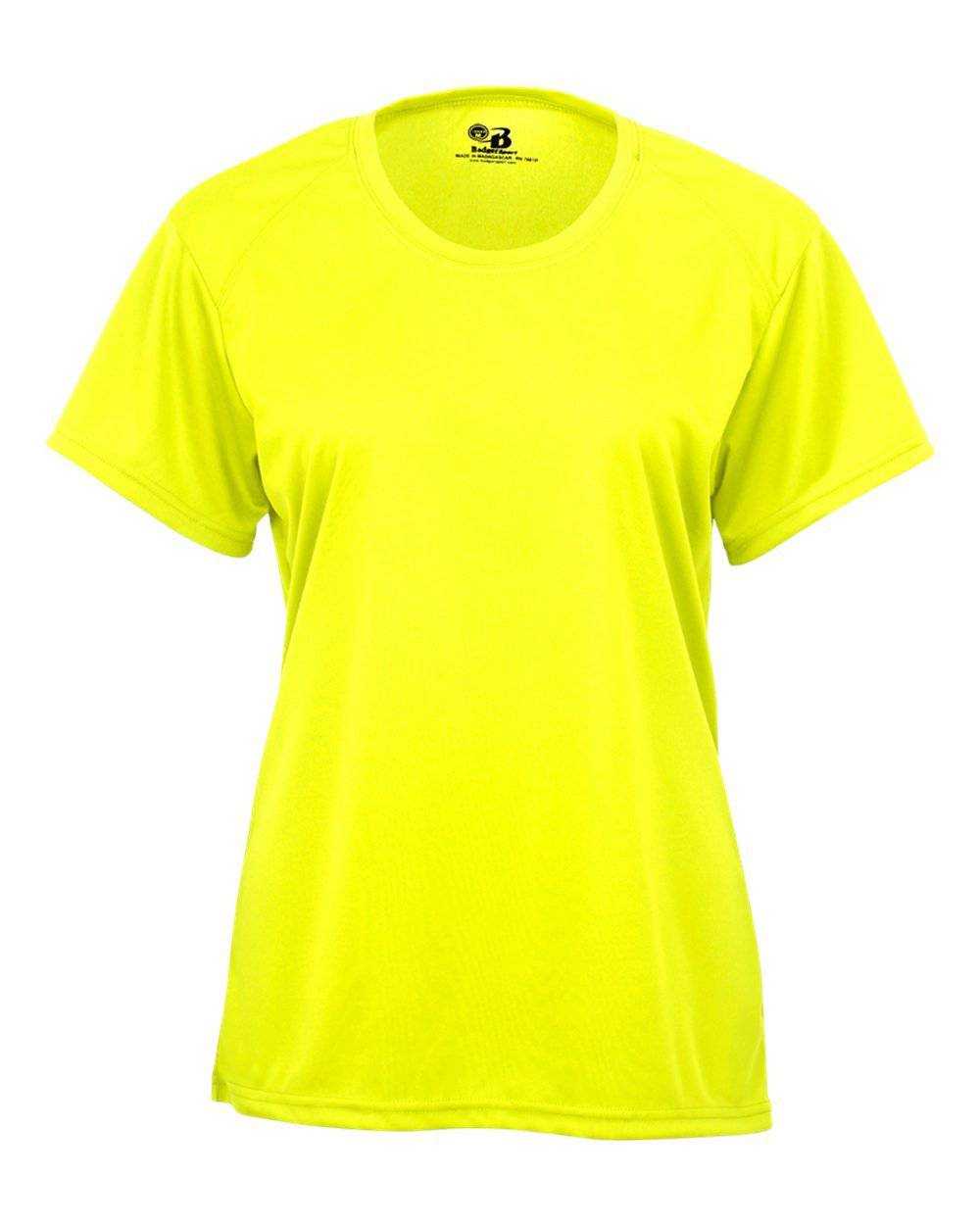 Badger Sport 4160 Ladies B-Core Tee - Safety Yellow Green - HIT a Double - 1
