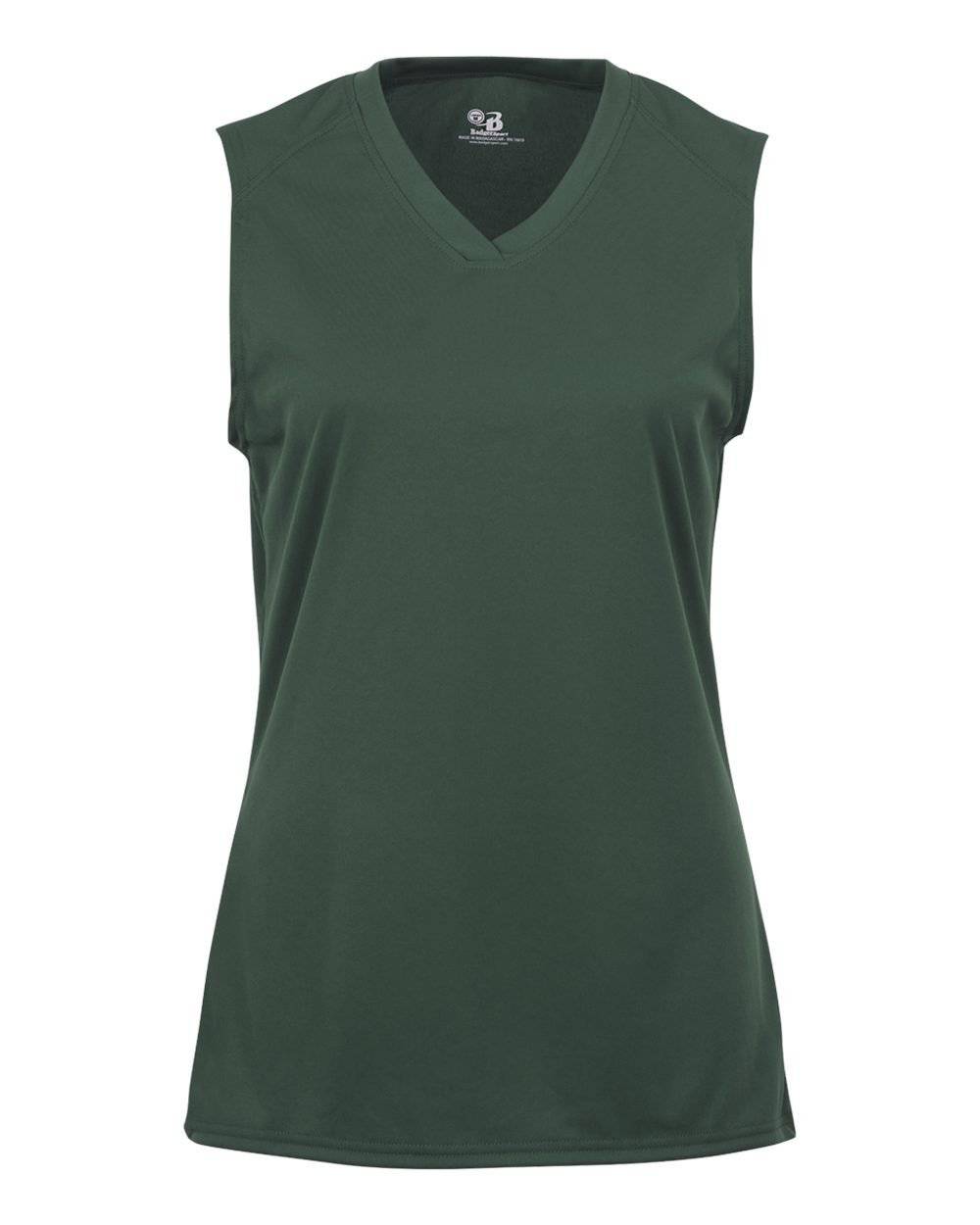 Badger Sport 4163 Ladies B-Core Sleeveless Tee - Forest - HIT a Double - 1
