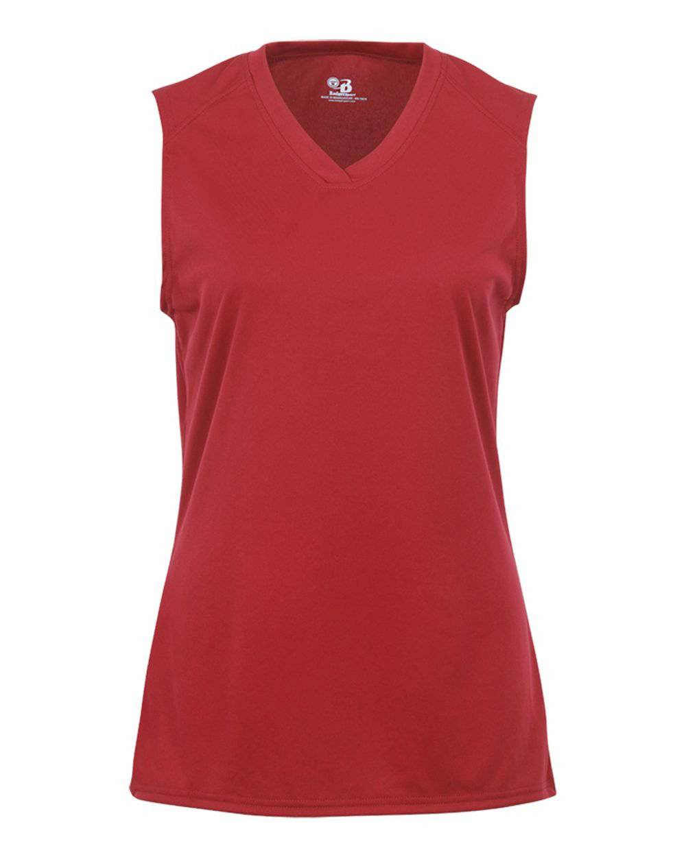 Badger Sport 4163 Ladies B-Core Sleeveless Tee - Red - HIT a Double - 1