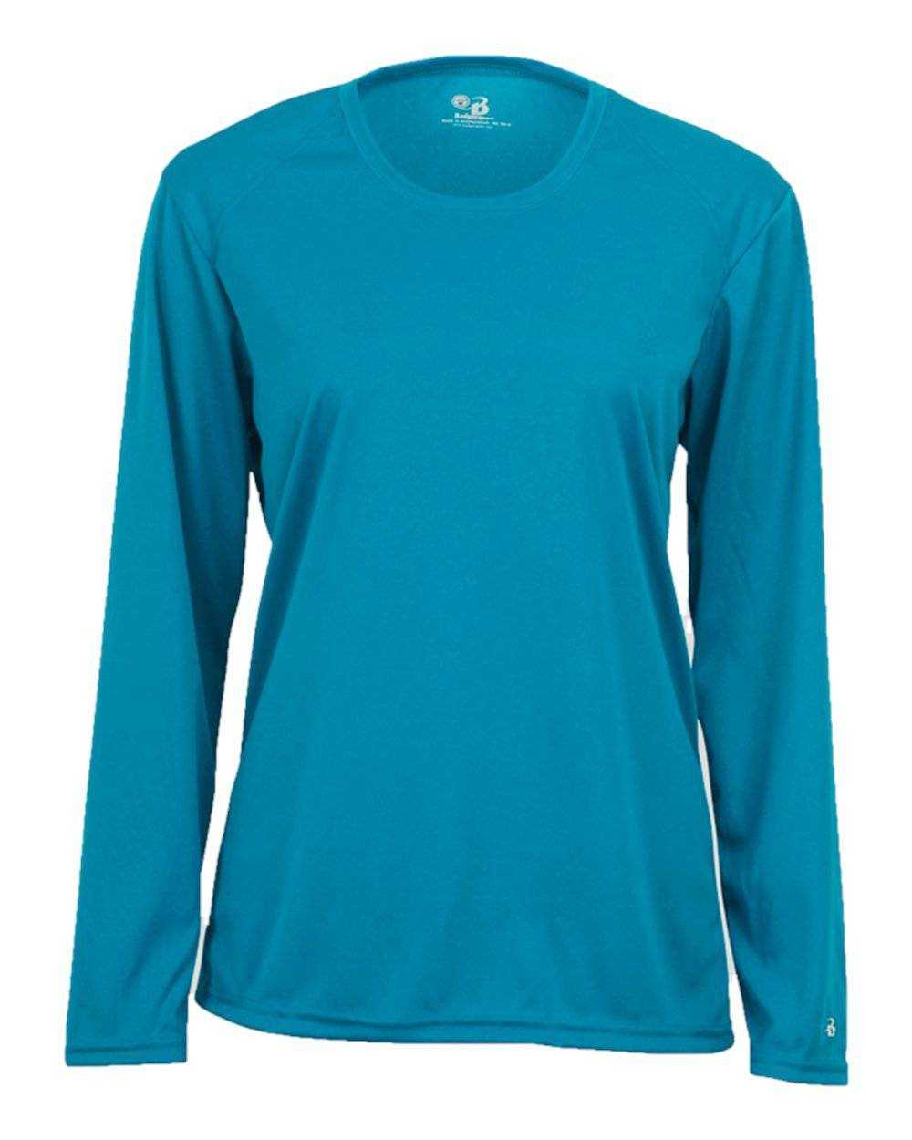 Badger Sport 4164 Ladies B-Core Long Sleeve Tee - Electric Blue - HIT a Double - 1