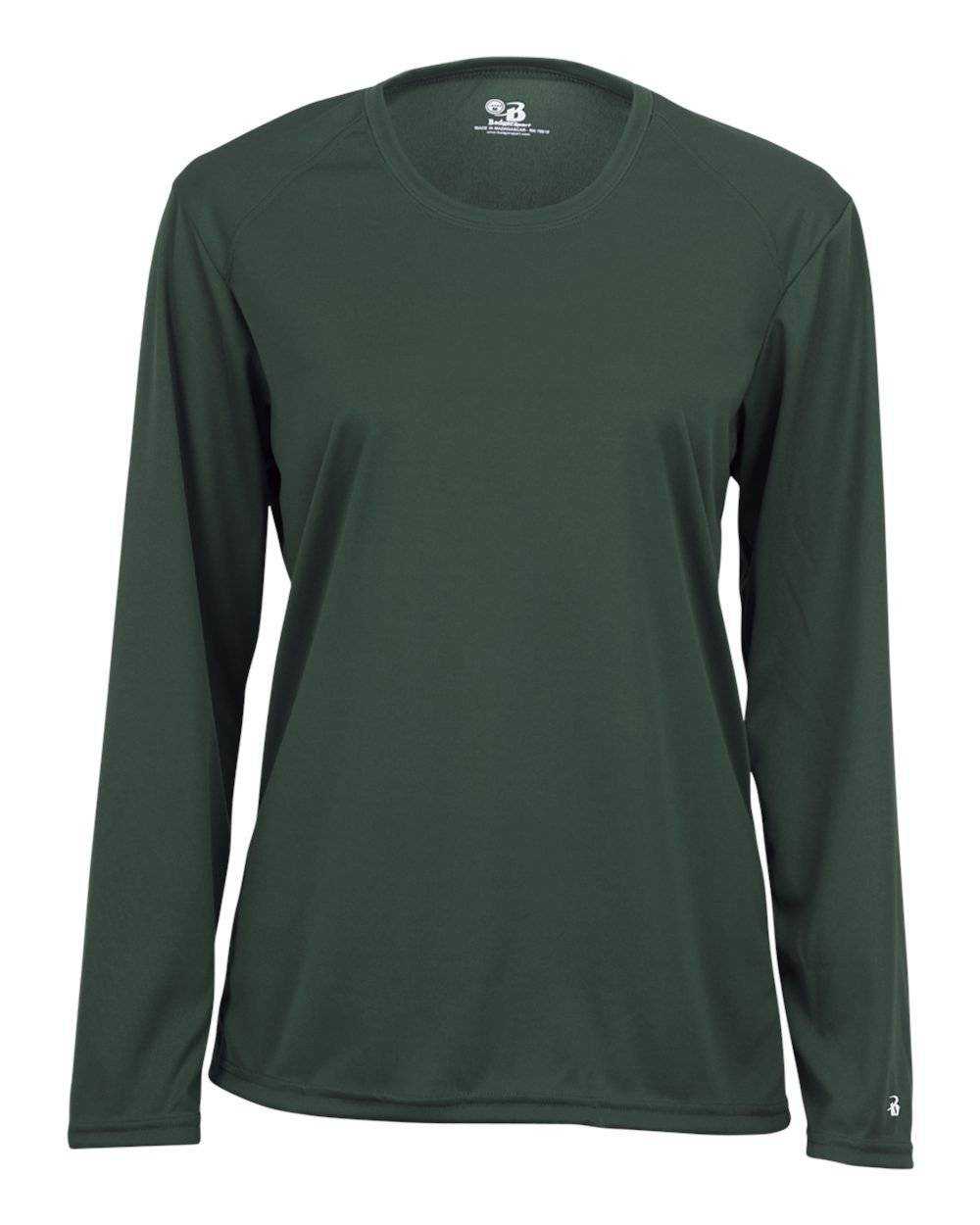 Badger Sport 4164 Ladies B-Core Long Sleeve Tee - Forest - HIT a Double - 1