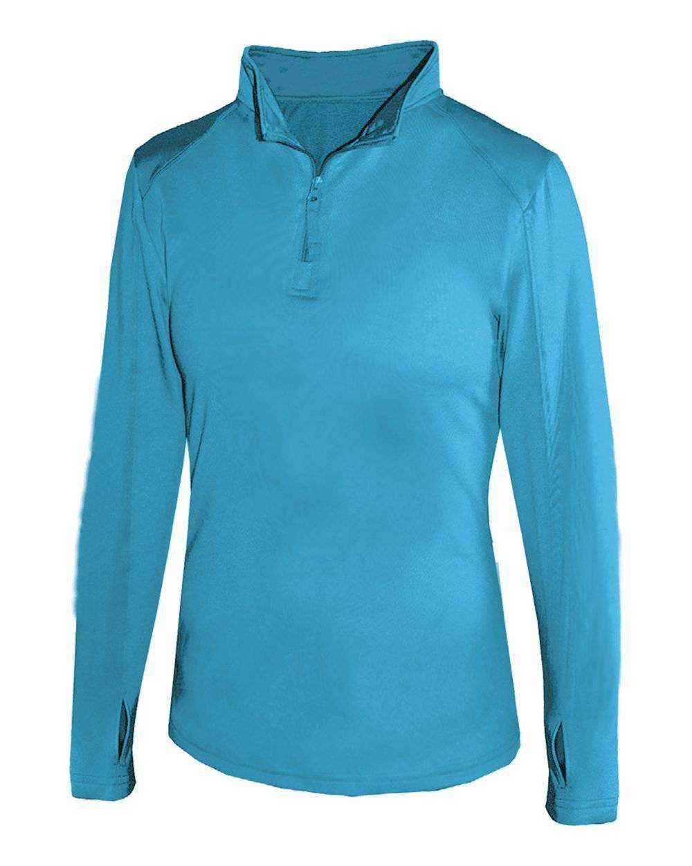 Badger Sport 4286 1/4 Zip Ladies Lightweight Pullover - Electric Blue - HIT a Double - 1