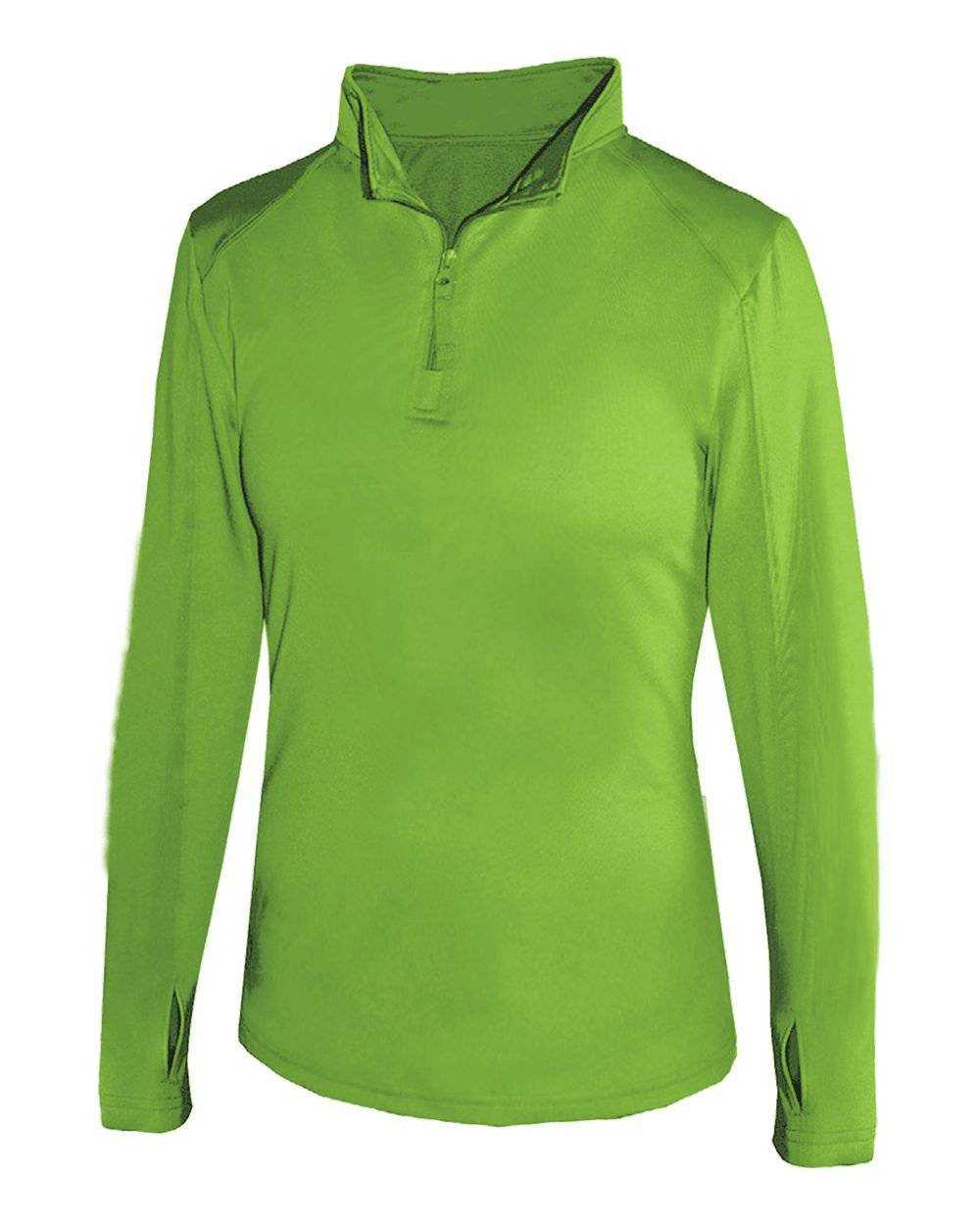 Badger Sport 4286 1/4 Zip Ladies Lightweight Pullover - Lime - HIT a Double - 1