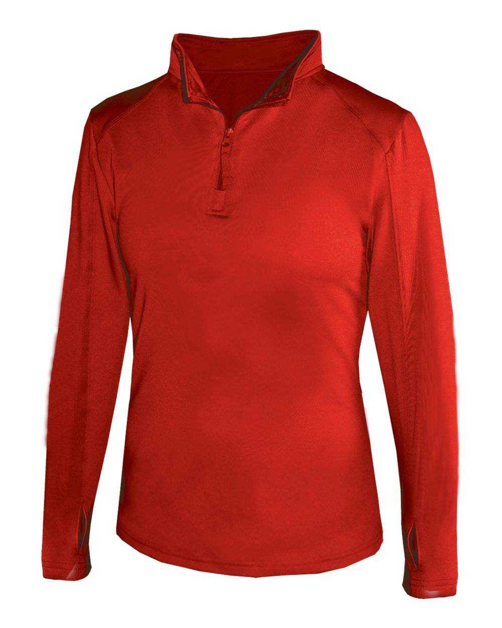 Badger Sport 4286 1/4 Zip Ladies Lightweight Pullover - Red - HIT a Double - 1