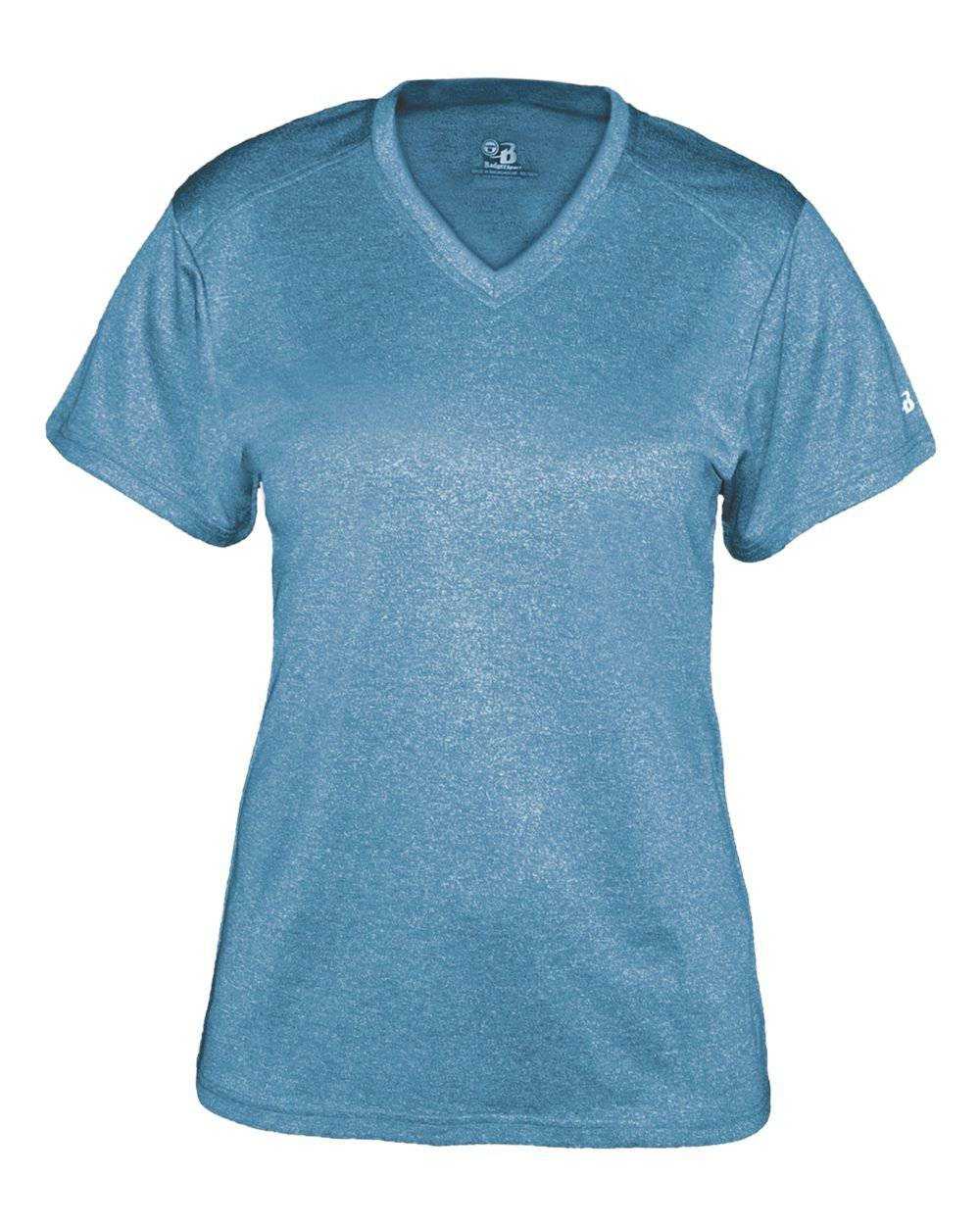 Badger Sport 4362 Pro Heather Ladies V-Neck Tee - Columbia Blue - HIT a Double - 1
