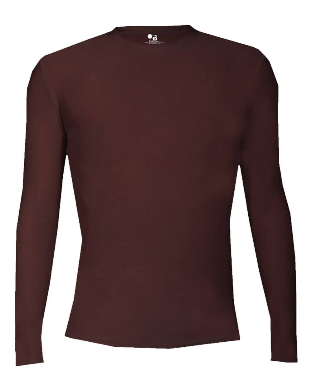 Badger Sport 4605 Pro-Compression Long Sleeve Crew - Maroon - HIT a Double - 1