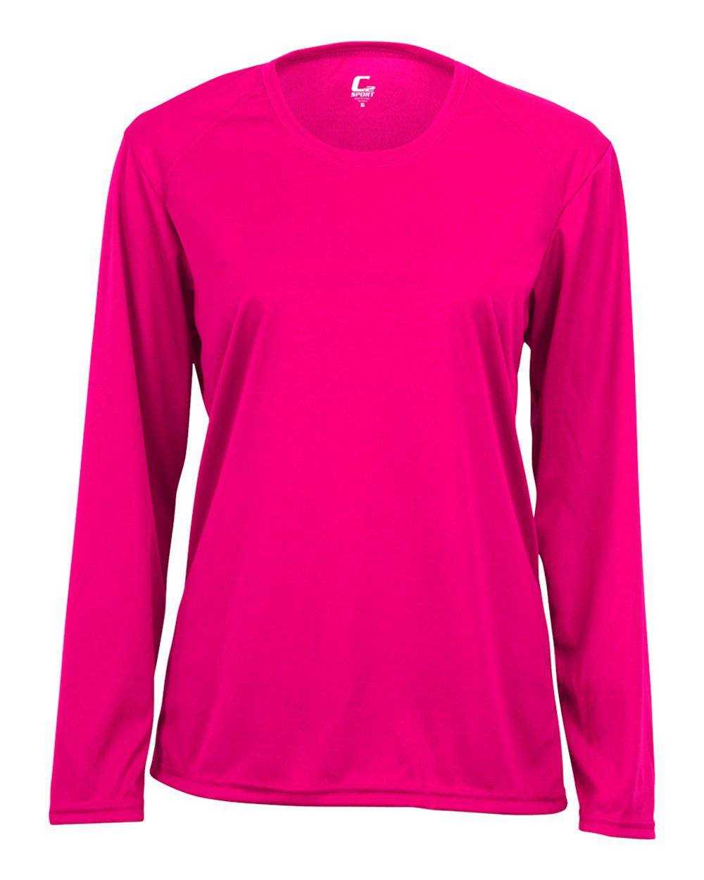 C2 Sport 5604 Long Sleeve Ladies Tee - Hot Pink - HIT a Double - 1