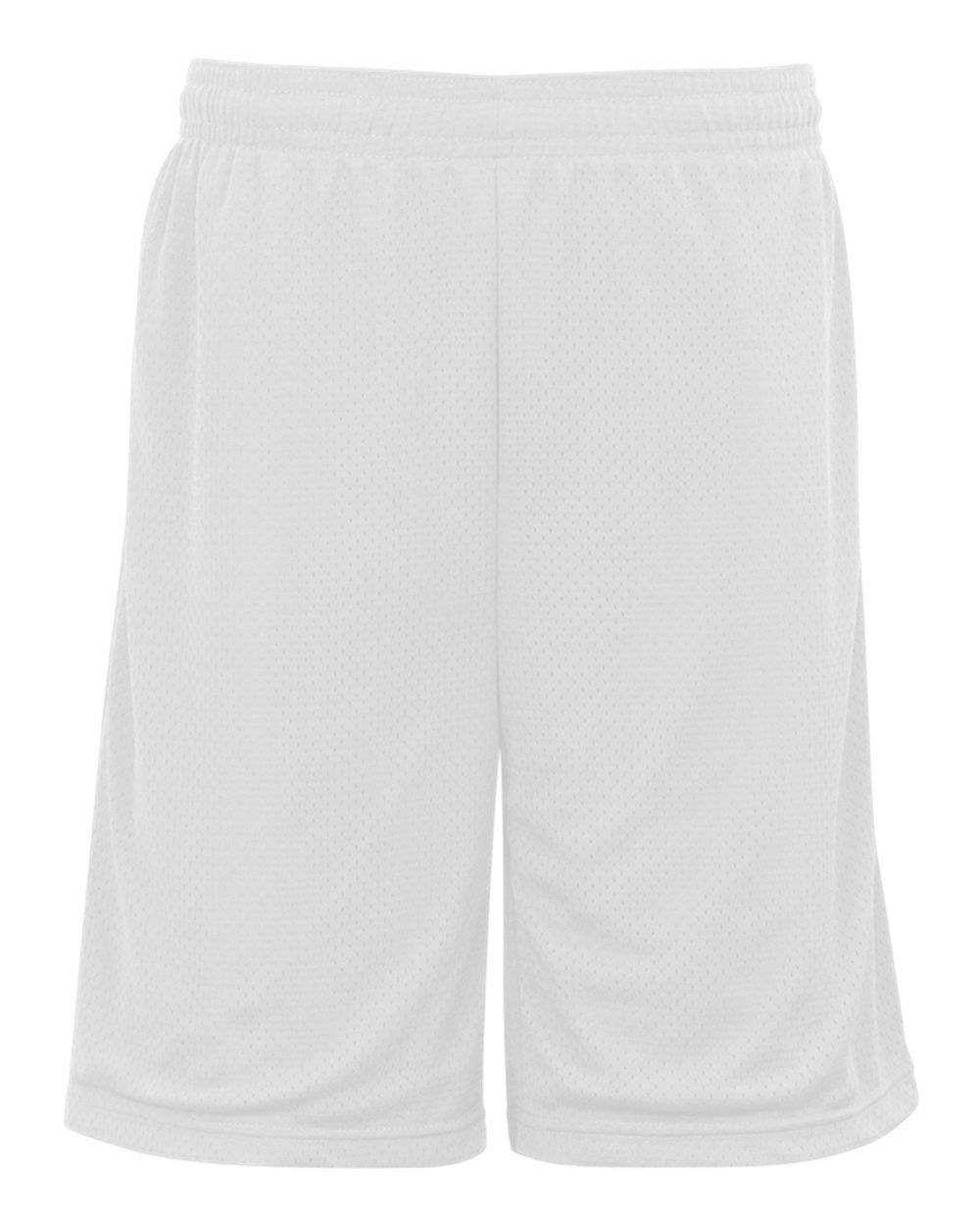 Badger Sport 7219 Pocketed Mesh Short - White - HIT a Double - 1