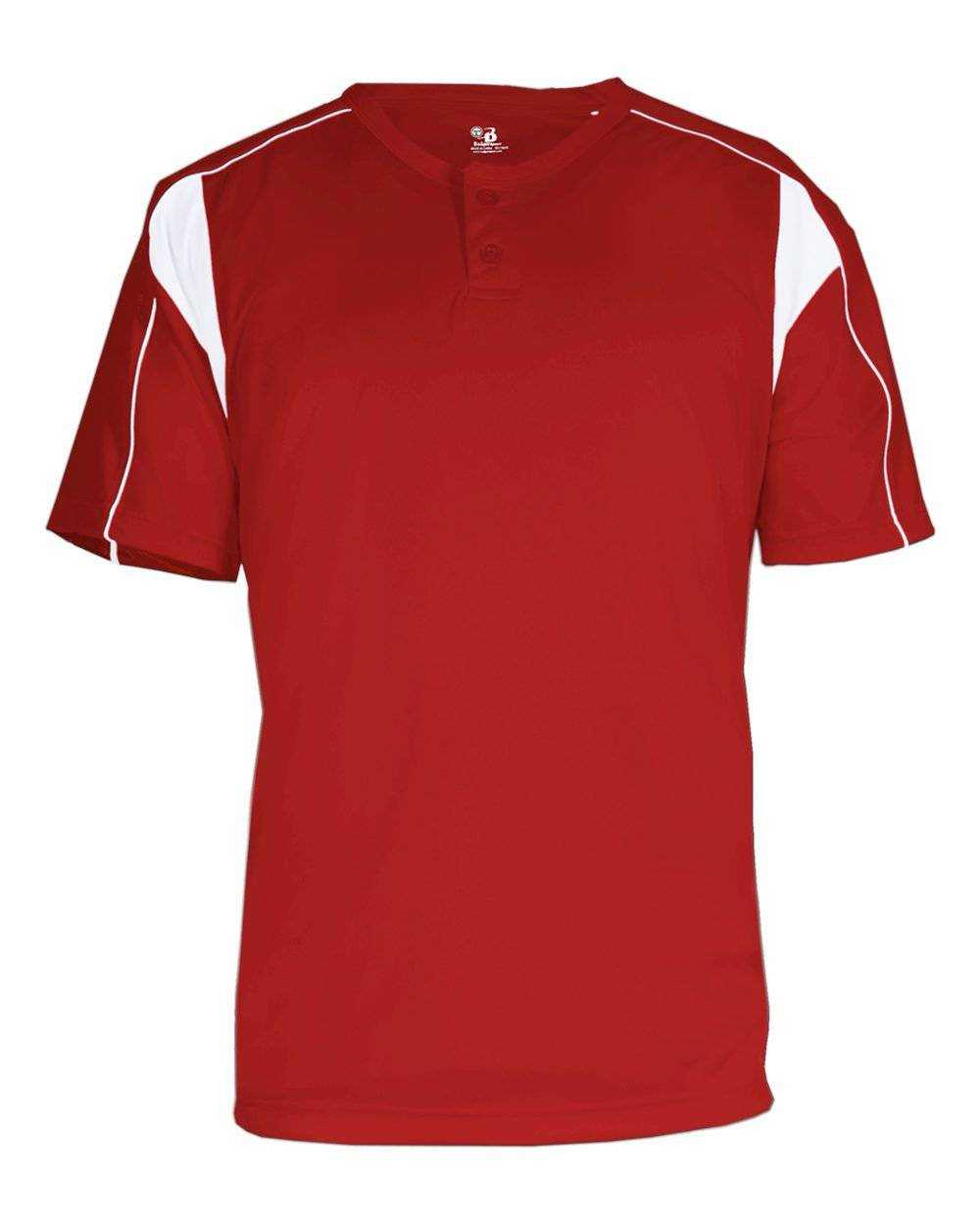 Badger Sport 7937 Adult Pro Placket - Red White - HIT a Double - 1