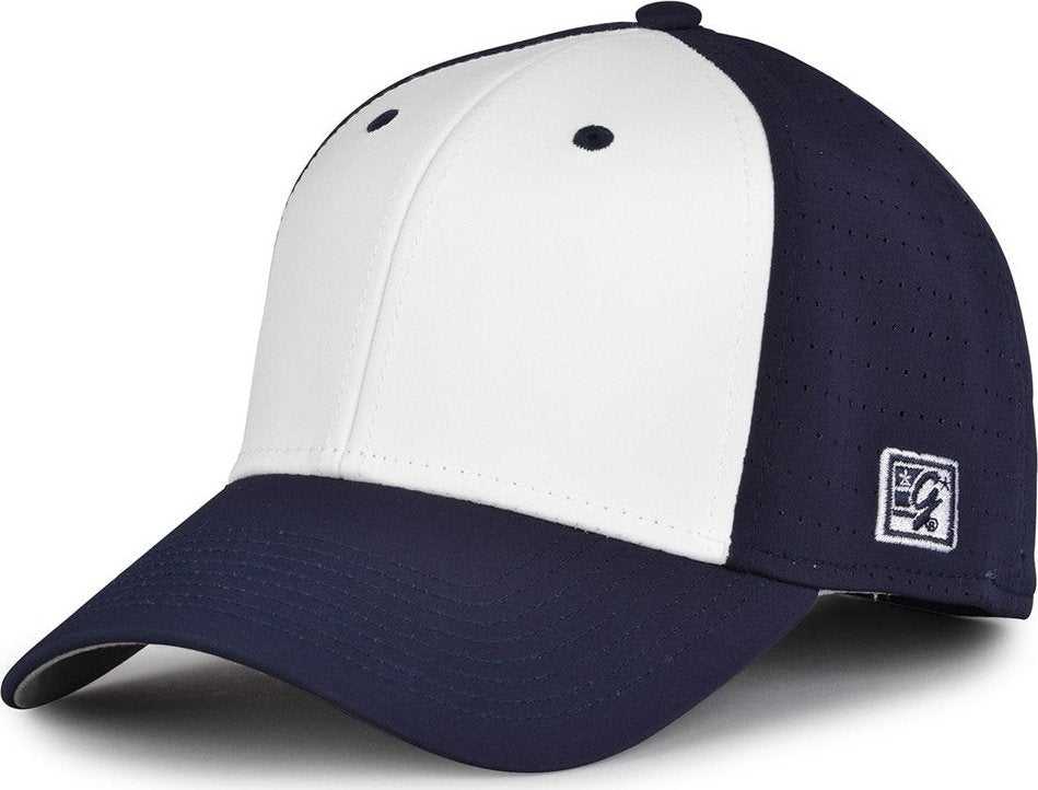 The Game GB904 Precurved Perforated Gamechanger Cap - White Navy - HIT A Double