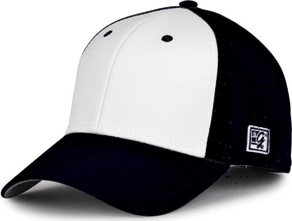 The Game GB904 Precurved Perforated Gamechanger Cap - White Black - HIT A Double