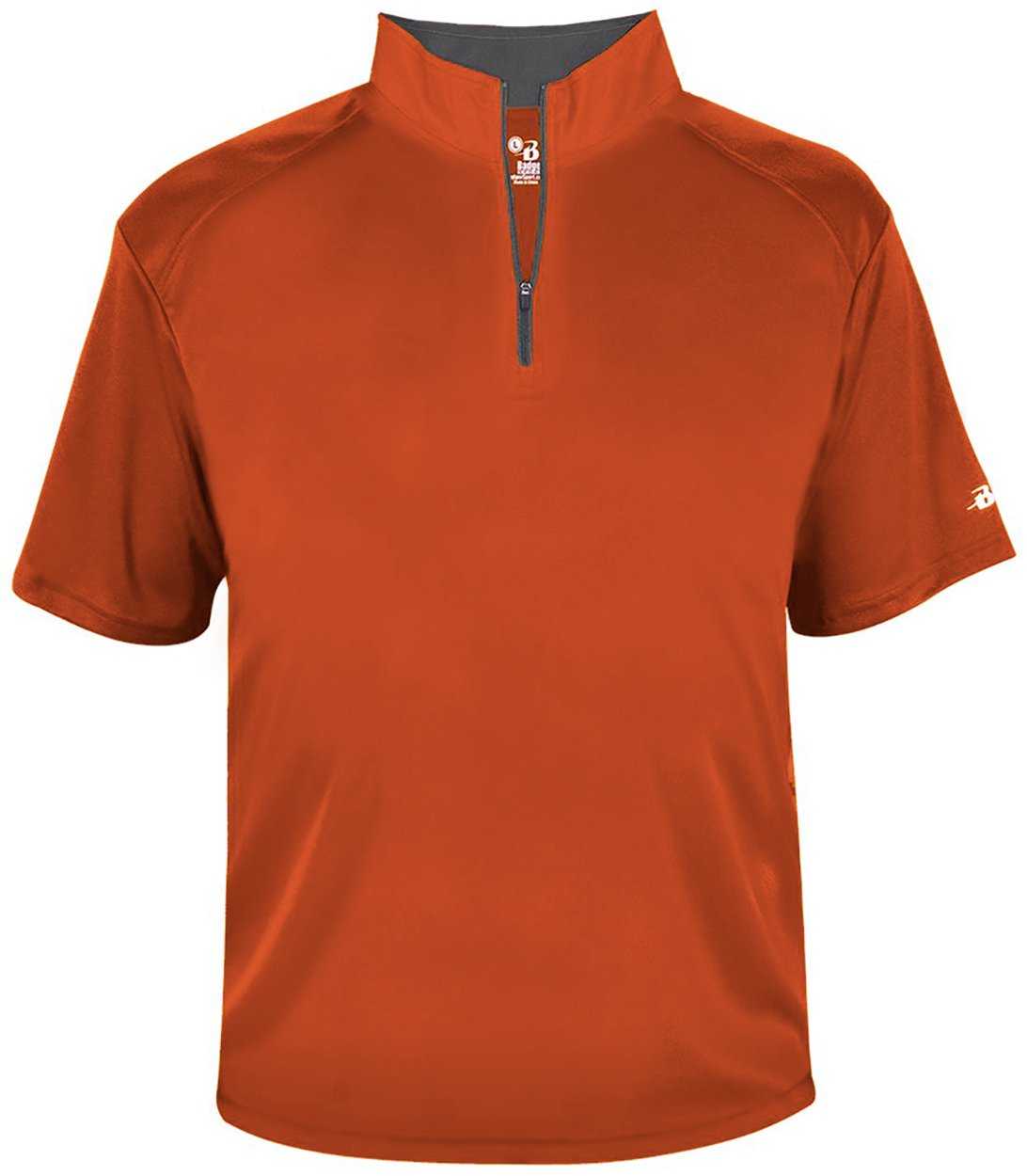 Badger Sport 4199 B-Core Short Sleeve 1/4 Zip - Orange Graphite - HIT a Double - 1