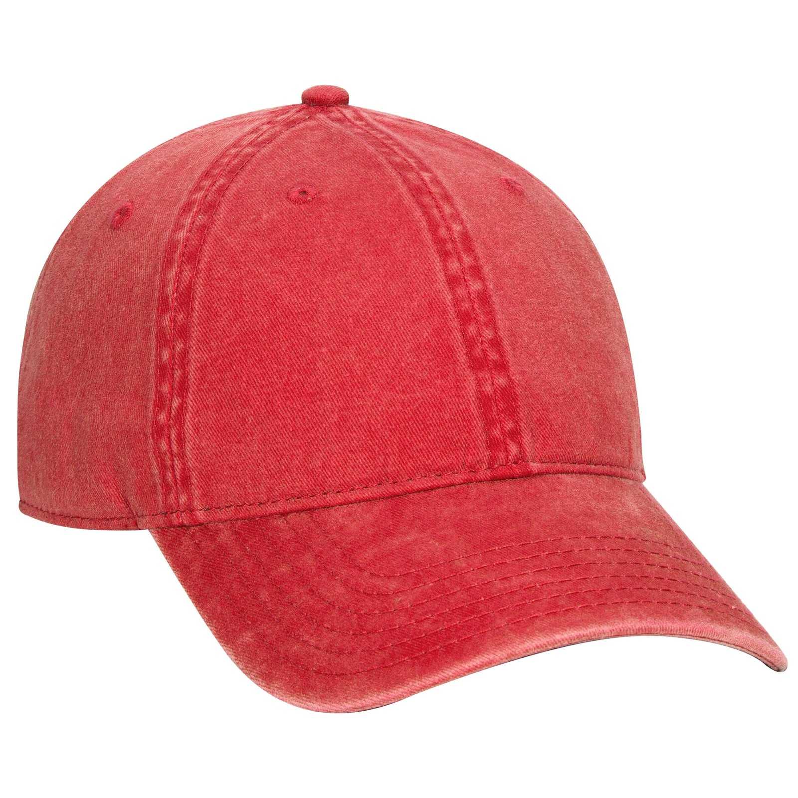 OTTO 18-711 Superior Washed Pigment Dyed Cotton Twill Low Profile Pro Style Cap - Red - HIT a Double - 1