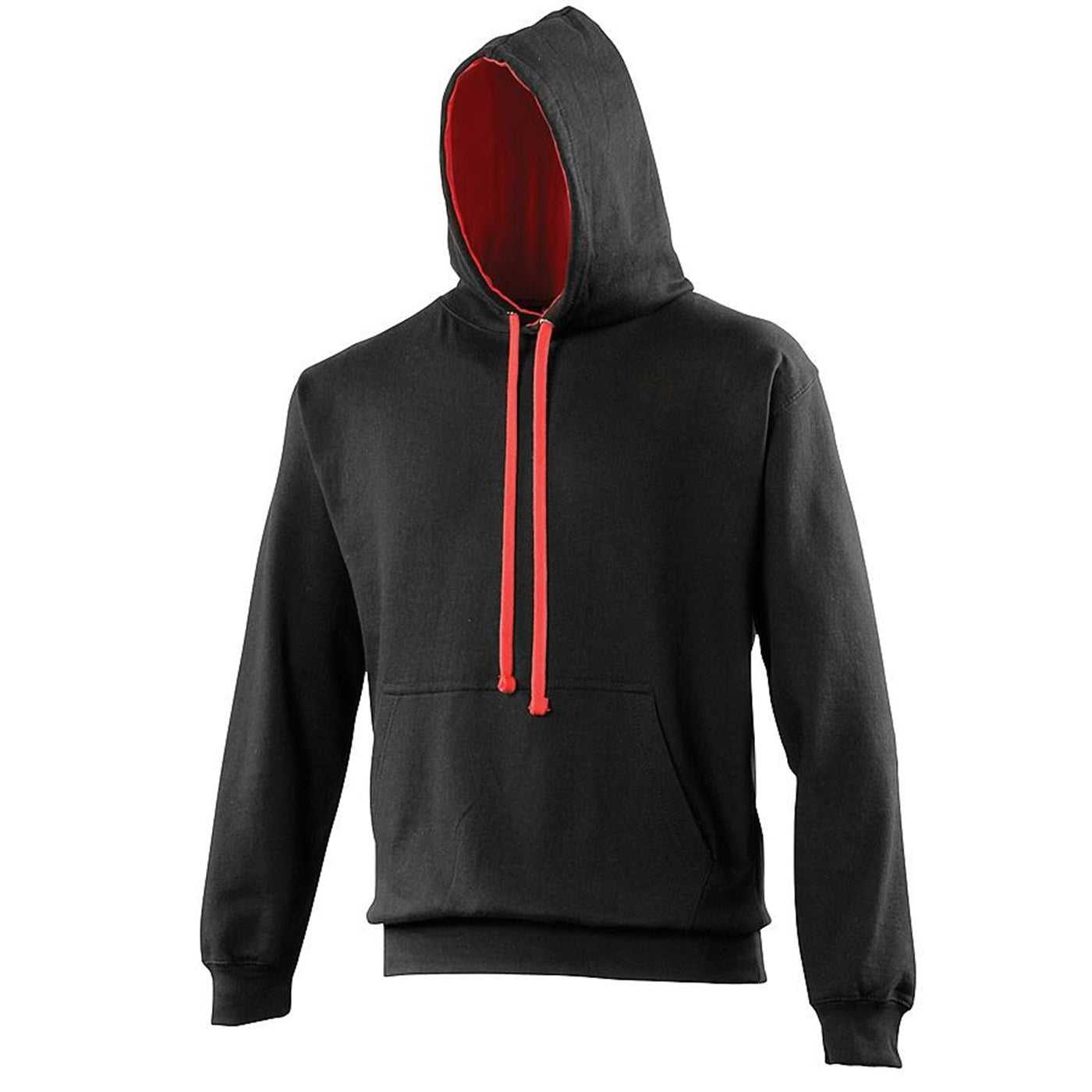 Just Hoods JHA003 Varsity Contrast Hoodie - Jet Black Fire Red - HIT a Double
