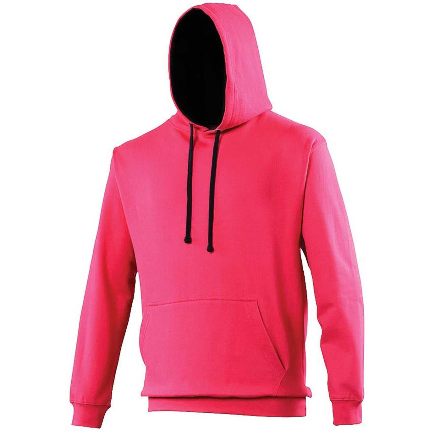 Just Hoods JHA003 Varsity Contrast Hoodie - Hot Pink French Navy - HIT a Double