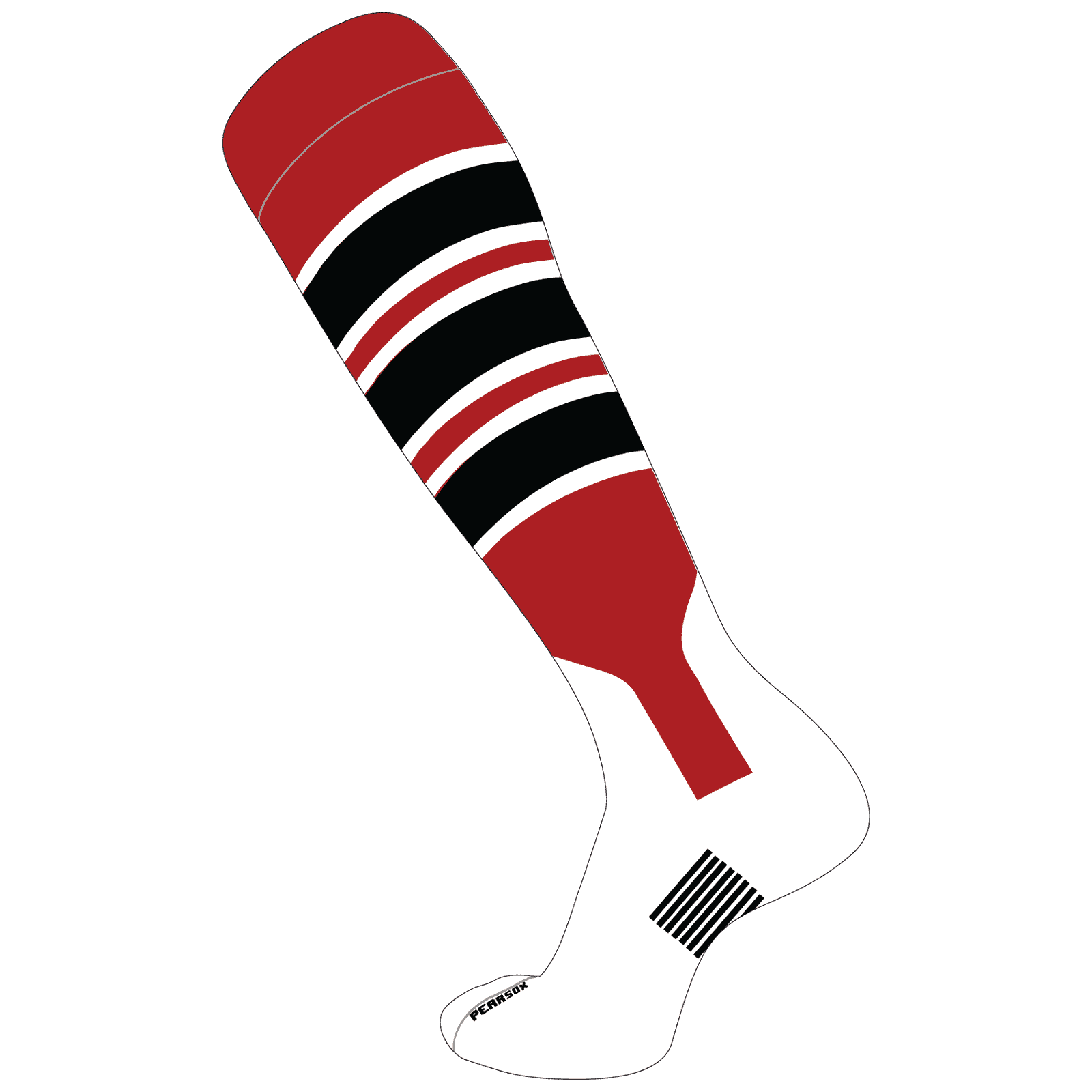 Pearsox Double Play Knee Hight Socks - Scarlet Black White - HIT a Double