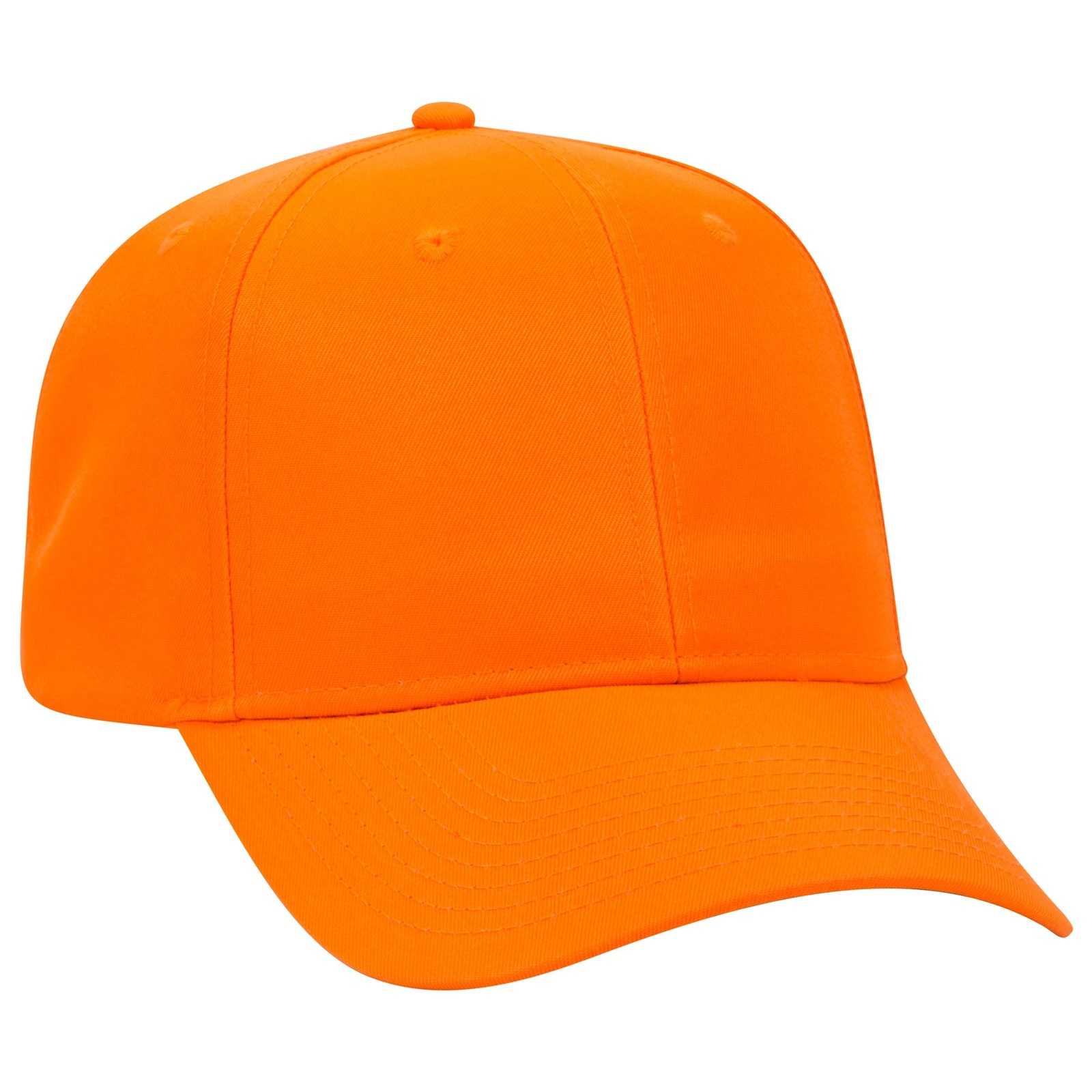 OTTO 50-129 6 Panel Pro Neon Polyester Twill Baseball Cap - Neon Orange - HIT a Double - 1