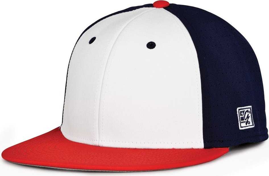 The Game GB998 Perforated GameChanger Cap - White Navy Red - HIT A Double