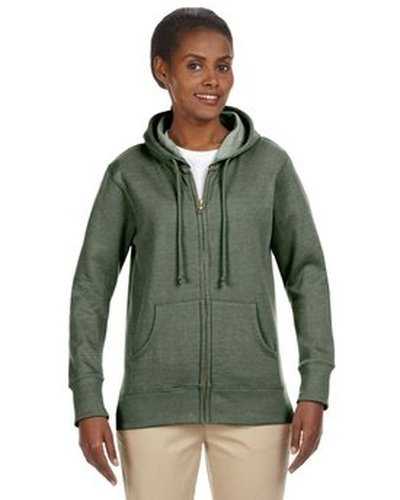 Econscious EC4580 Ladies&#39; Organic Recycled Heathered Fleece Full-Zip Hooded Sweatshirt - Military Green - HIT a Double