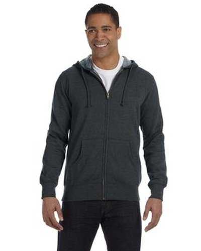 Econscious EC5680 Men&#39;s Organic Recycled Heathered Full-Zip Hooded Sweatshirt - Charcoal - HIT a Double