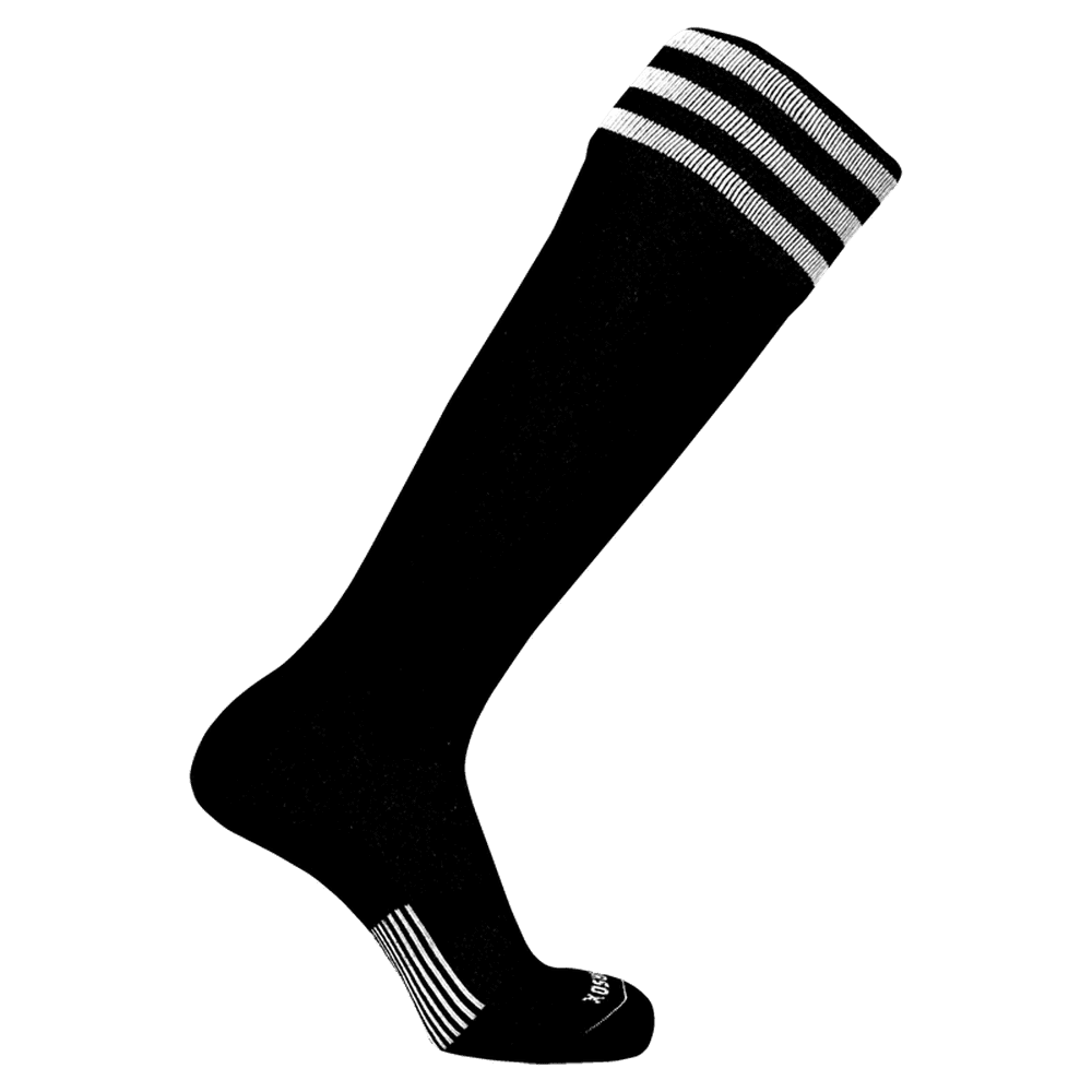 Pearsox Euro 3-Stripe Knee High Socks - Black 3 White stripes - HIT a Double