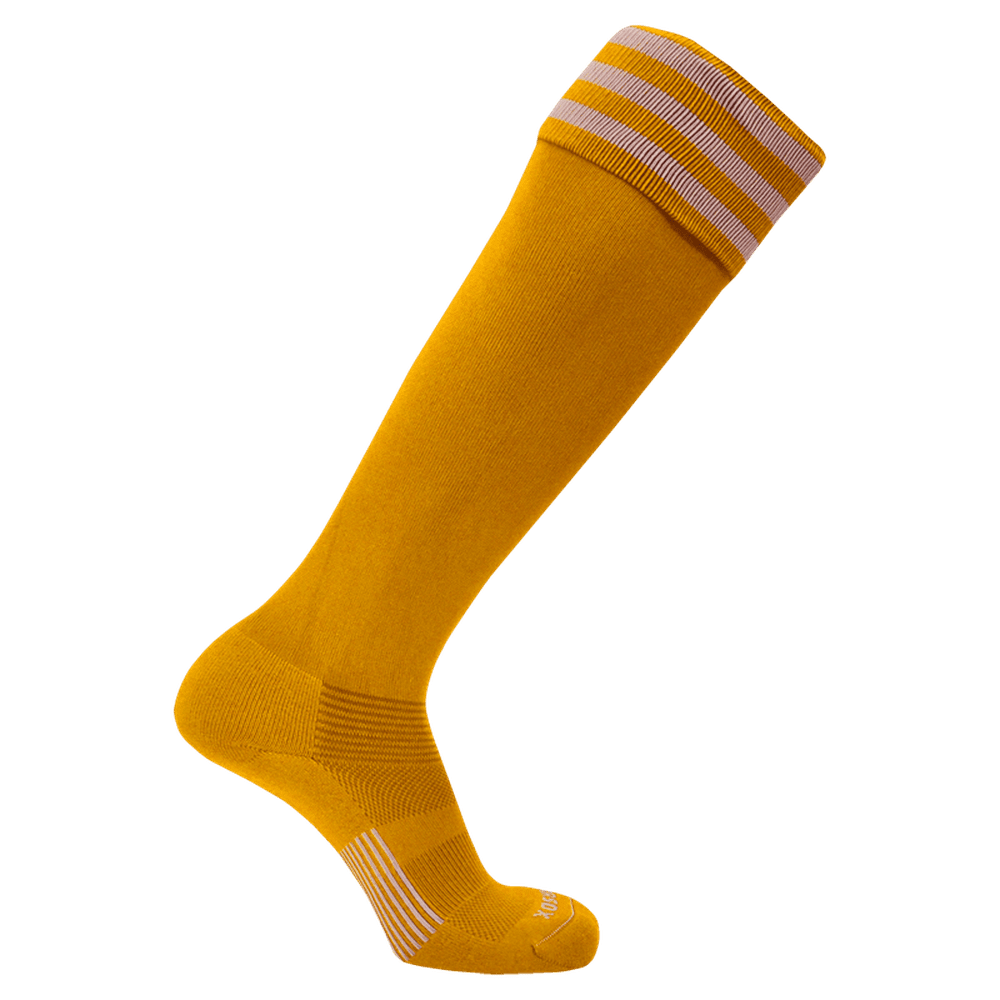 Pearsox Euro 3-Stripe Knee High Socks - Athletic Gold 3 White stripes - HIT a Double