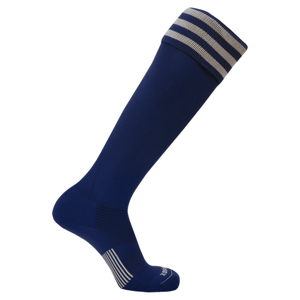 Pearsox Euro 3-Stripe Knee High Socks - Navy 3 White Stripes - HIT a Double