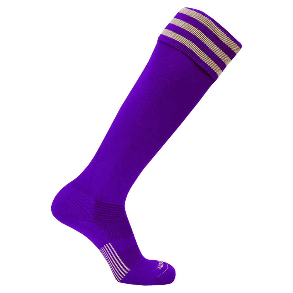 Pearsox Euro 3-Stripe Knee High Socks - Purple 3 White Stripes - HIT a Double